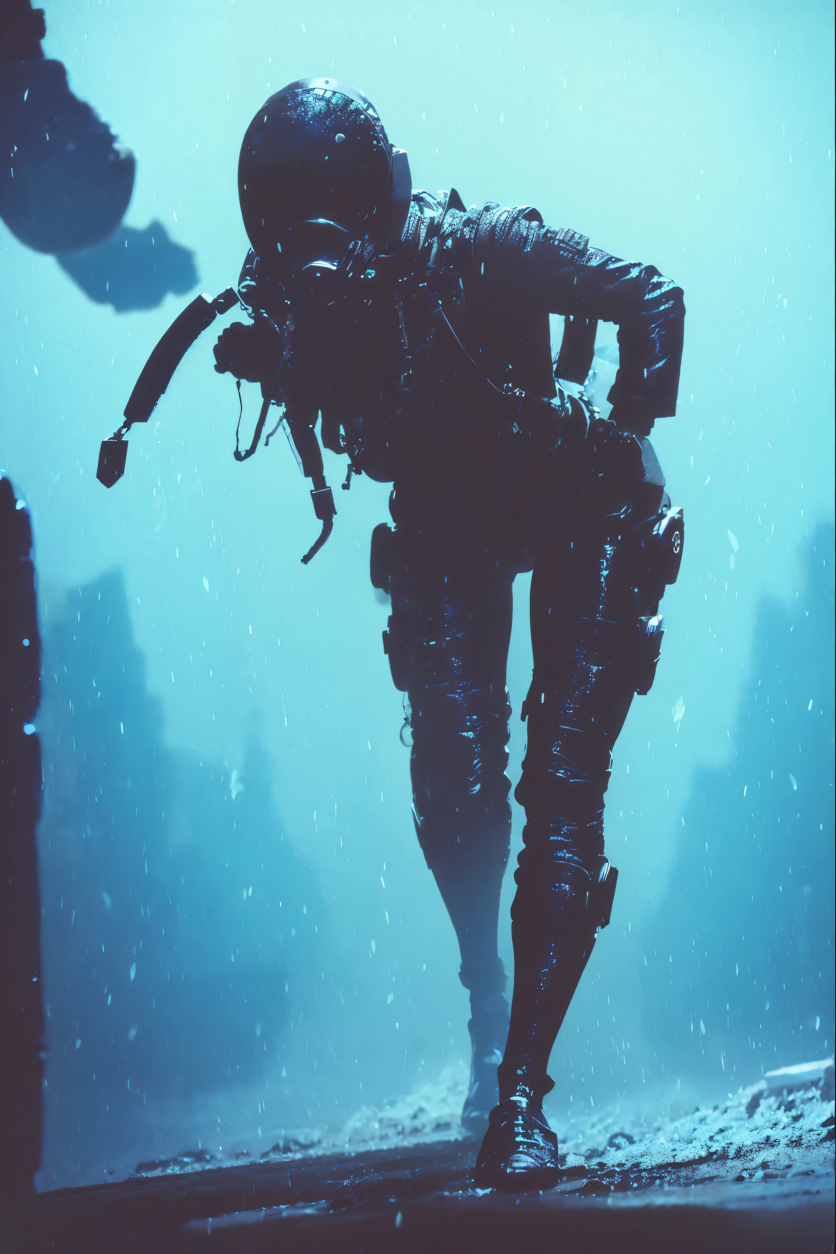 (masterpiece:1.2, photorealistic, best detail, award winning, 4k, 8k), 1girl, young, hazmat suit, torn clothes, (body horror), ArsMovieStill, outside in the snow, (falling snow:1.2), day, reseach station, realistic body proportions, anatomically correct, fine detail, vivid colors, soft lighting, full body, (sharpness:1.3), movie poster style