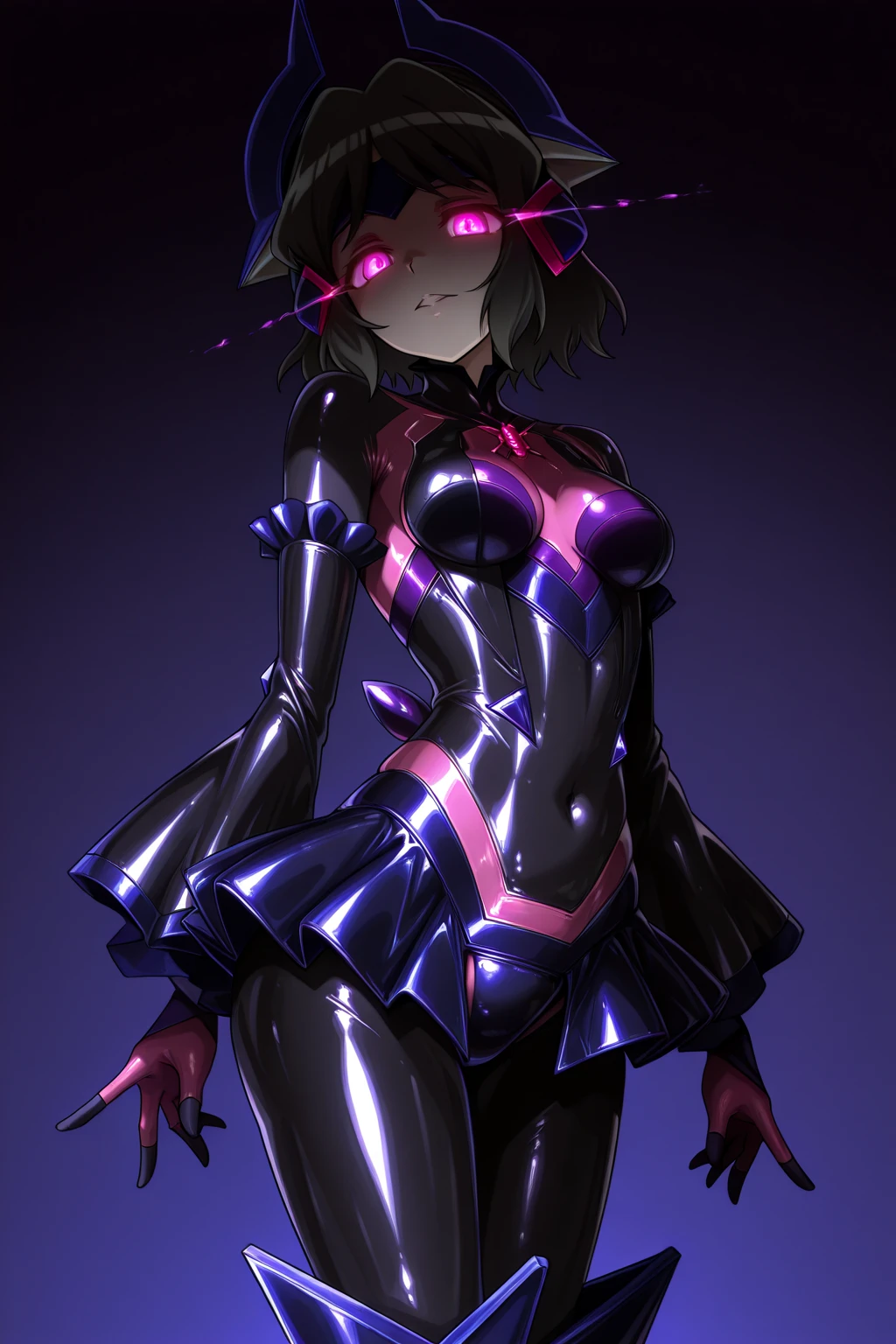 1 female,Browsing Caution, ((still)),((A monster fused with a rose)), ochako uraraka, Brown Hair, short hair, Fits perfectly to the skin,clavicle,Absurd, Hollow Eyes, ((Big Tits 1.8)),((hypnotism,Mind control,Expressionless,Emotion Control Device)), ((Eyes Wide Open)),(The pupils constrict,Glowing purple eyes,Hollow Eyes),(indoor,Nightclub),night,Cowboy Shot, brainwashing,Hollow Eyes), (highest quality、4K、8k、High resolution、Must have:1.2)、Very detailed、(reality、reality、reality:1.37)、Ticker、Hyper HD、Studio Lighting、Ultra-precise Paint、Sharp focus、Physically Based Rendering、Very detailed、Professional specifications、Vibrancy and color、Blurred、Sports portrait、landscape、Horror Style、Anime Big 、sf、photograph、Concept Artist、Five Fingers, Perfect body, {{{masterpiece}}}, {{{highest quality}}}, {{Very detailed}}, {shape}, {{Very delicate and beautiful}},Improved cost performance、All Roles、Canon 5D MK4でphotograph、photograph,