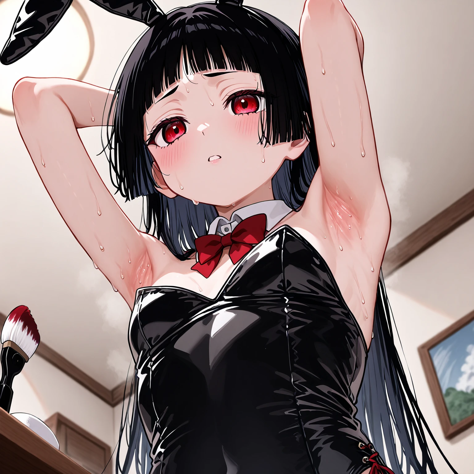 {{{{amazing quality, great quality, high quality, very aesthetic, aesthetic, best quality}}}}, 
realistic, photo, shadow, Three-dimensional, absurdres, Digital art, 
{{{{Magical girl}}}}, beautiful girl, one girl, 
black hair, long straight hair, hair, trimmed hair, shiny hair, blunt bangs, short sideburns, 
brown eyes, tareme, 
{{flat ?????}}, {{small ???????}}, {{detailed body}}, slim thighs, thin thighs, 
{{white leotard}, {leotard peek}}, {{pink sailor collar}}, {{pink elbow_gloves}}, {{red boots}}, 
ribbon trim, red bow tie, heart brooch, thigh strap, white headband, white circlet, white cloak, 
{{both shoulders expose}}, {{covered navel}}, 
{{magic circle}}, troubled face, defeat, distress, resistance, absurdres, ?????? pleasure, shy, ??????, sensitive body, trembling, Sweat, disheveled hair, Multiple enemies attack the girl, torn clothes, wet clothes, melted clothes, transparent clothes, damaged clothes, half-?????, Multiple enemies tears the girl's clothes, Multiple enemies wets the girl's clothes, Multiple enemies melts the girl's clothes, Multiple enemies takes off the girl's clothes, Multiple hands attack the girl, Multiple hands rub the girl, Multiple hands ???? the girl, Multiple monsters caress a girl's ???????, Multiple monsters caress a girl's ??????, Multiple monsters lick the girl's body, Multiple monsters lick a girl's armpits,Multiple monsters lick girl's ???????, Multiple monsters lick a girl's ??????, 