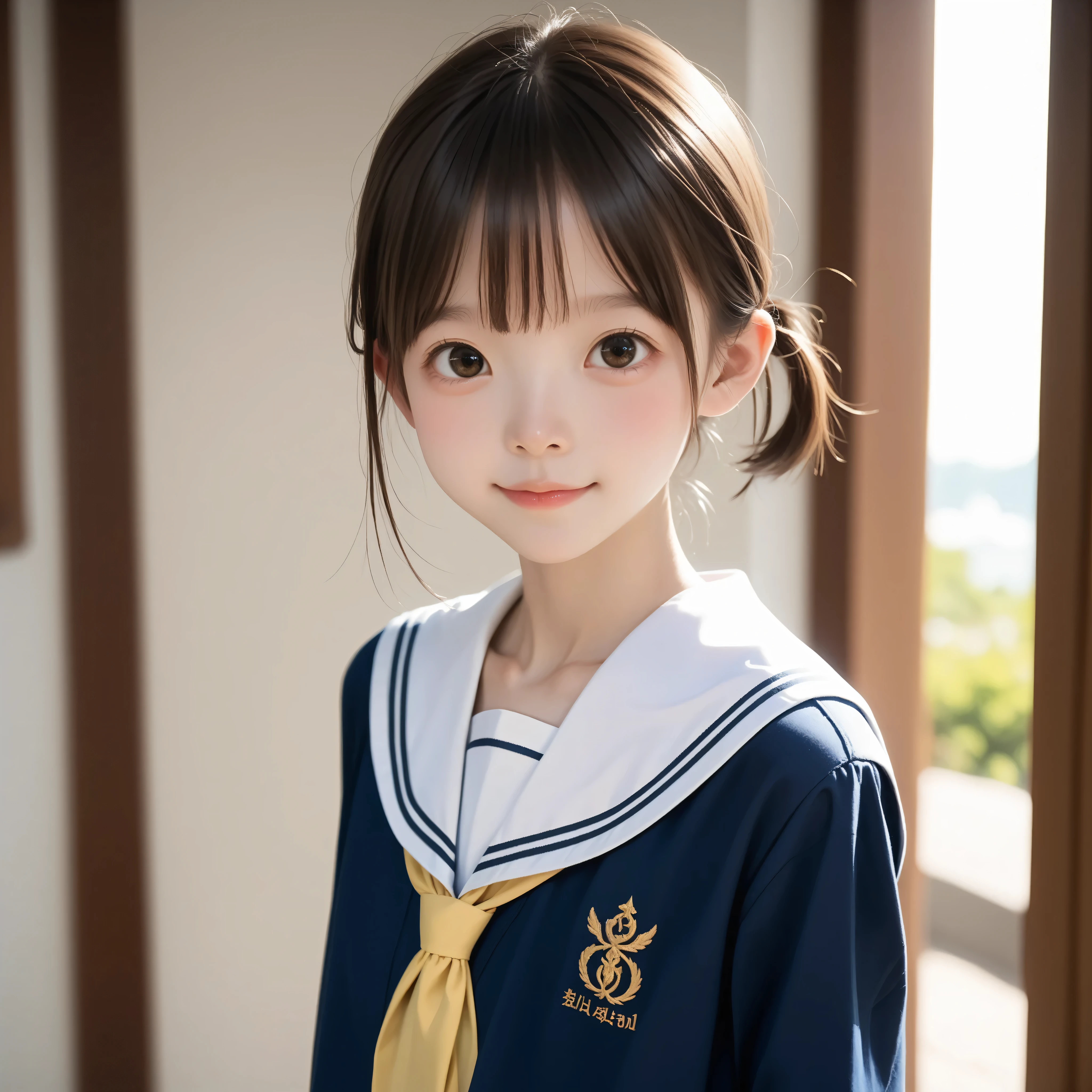 ( white skin:1.3),Cute Girl,Cute younger Girl,slender,short,slender,thin body,(younger:1.2),Cute younger Girl opening without permission,cute face,(skinny:1.5),score_7_up,score_8_up,score_9,Realistic,is a girl who goes to school,uniform, small butt when viewed from below,( body:1.2),sunlight,Japanese,short髪, thin shoulders,thin arm,Narrow Shoulder