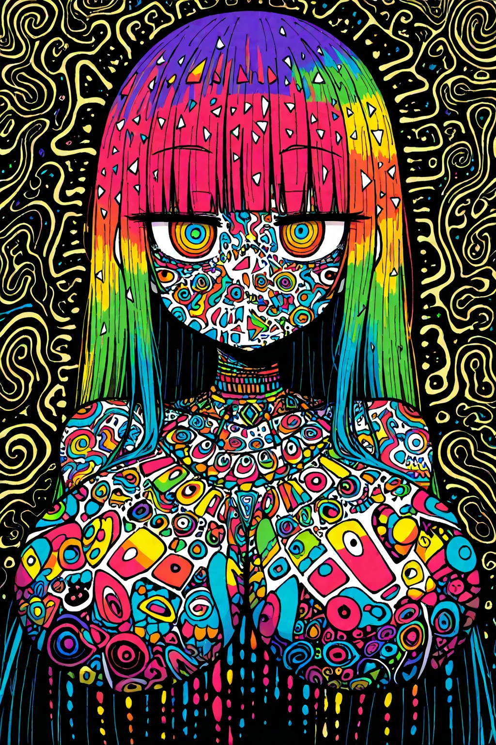  psychedelic horror, Trippy , body horror, , real , surreal ,  trip, sensual, psychedelic , provocative, colorful, glowing