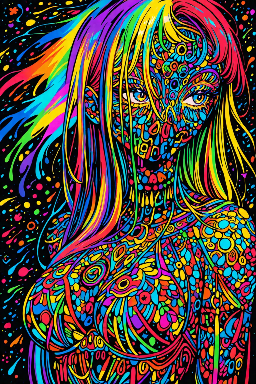  psychedelic horror, Trippy , body horror, , real , surreal ,  trip, sensual, psychedelic , provocative, colorful, glowing