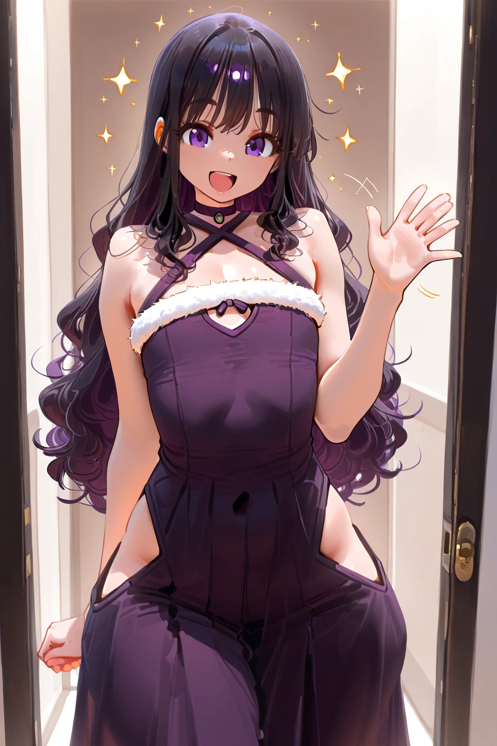 (masterpiece,best quality, highly detailed body), 1girl, solo, outdoors, night, street, hand on stomach, looking at viewer,
mizuki yukikaze, hair ribbon, black ????????????, black thighhighs, pregnant, ??????