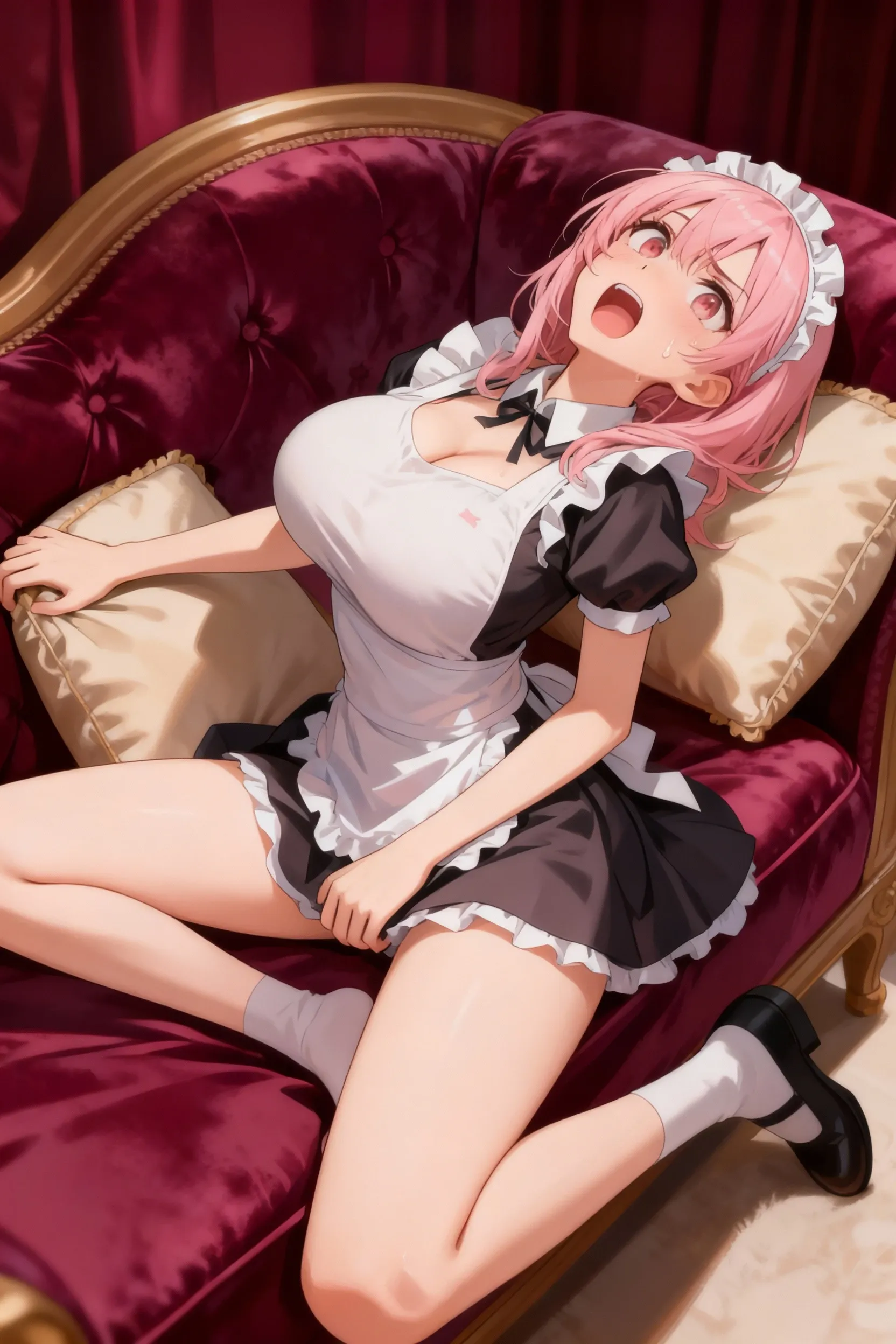 ????, (highly detailed beautiful face and eyes:1.2), (((lying))), 1girl, solo, ????????????, (lift shirt:1.5), (show off ???????:1.5), (???????????, legs up), (maid apron), from below, (white pantie, lift skirt, pantie shot, blush), (blushing:1.6), (town overview), detailed landscape, (best quality,masterpiece:1.2), intricate details, extremely detailed,8k resolution, natural lighting,