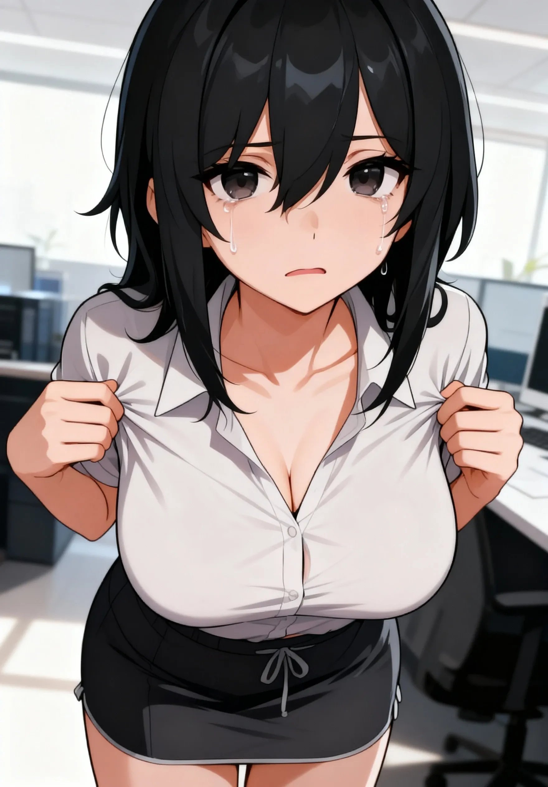 secretary sucking her boss in the office