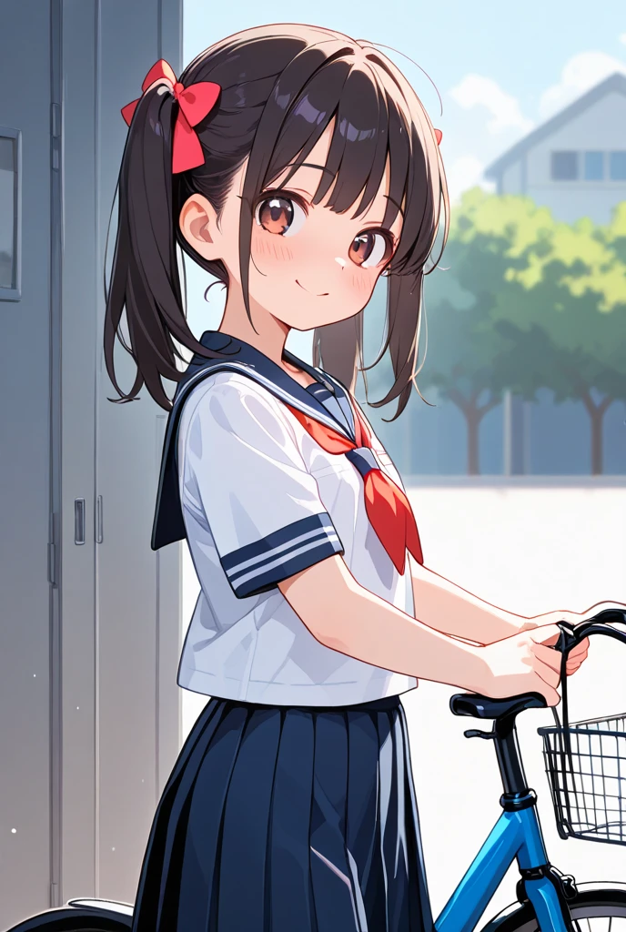 anegasaki nene、Shiny brown hair, short hair, Beautiful brown eyes、smile、Sparkling eyes, (Fine grain)、Ultra-detailed eyes、Highly detailed face, Highly detailed eyes,

Short-sleeved white sailor suit、Navy blue mini pleated skirt、Very short 、 thighs、((perfect bike))

(masterpiece, Highest quality:1.2), reality、(One Girl Riding a Bicycle), alone、high school girl、、(NO BAG)、(whole)、(From diagonally ahead)、Seaside Road