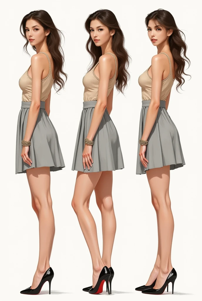 (GENERAL:0), highres, masterpiece, 1girl, solo, standing,
(VIEWS:0), charturnerv2:0.5, full body character turnaround of 1lady,
Multiple views of the same character in the same outfit, <lora:mw_charturn3:0.2>, (simple background, white background:1.3), multiple views, side view, back view, front view,
<lora:CharTurn_v4:0.7>
<lora:clothTurn_v1:0.1>
<lora:CSCharTurn_v3:0.1>
<lora:noline:0.25>
very long hair, 
flipped hair,
Bob hairstyle,
black hair,
Rectangle or straight body type,
Nigerian,
Very Dark Skin,
 eyes,
Off-the-shoulder frilled shirt paired with a flowy floral print long skirt and wedge sandals,
(grey  
monster  theme character design:1.1),