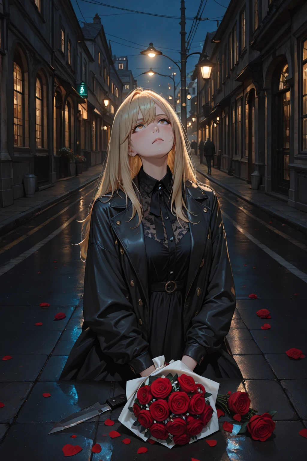 Young women 25 years old: 1.3, Long hair: 1.2, White long dress: 1.2, Daytime: 1.2, On the street: 1.2, cinematic lighting, surrealism, UHD, ccurate, super detail, textured skin, high detail, best quality, 8k