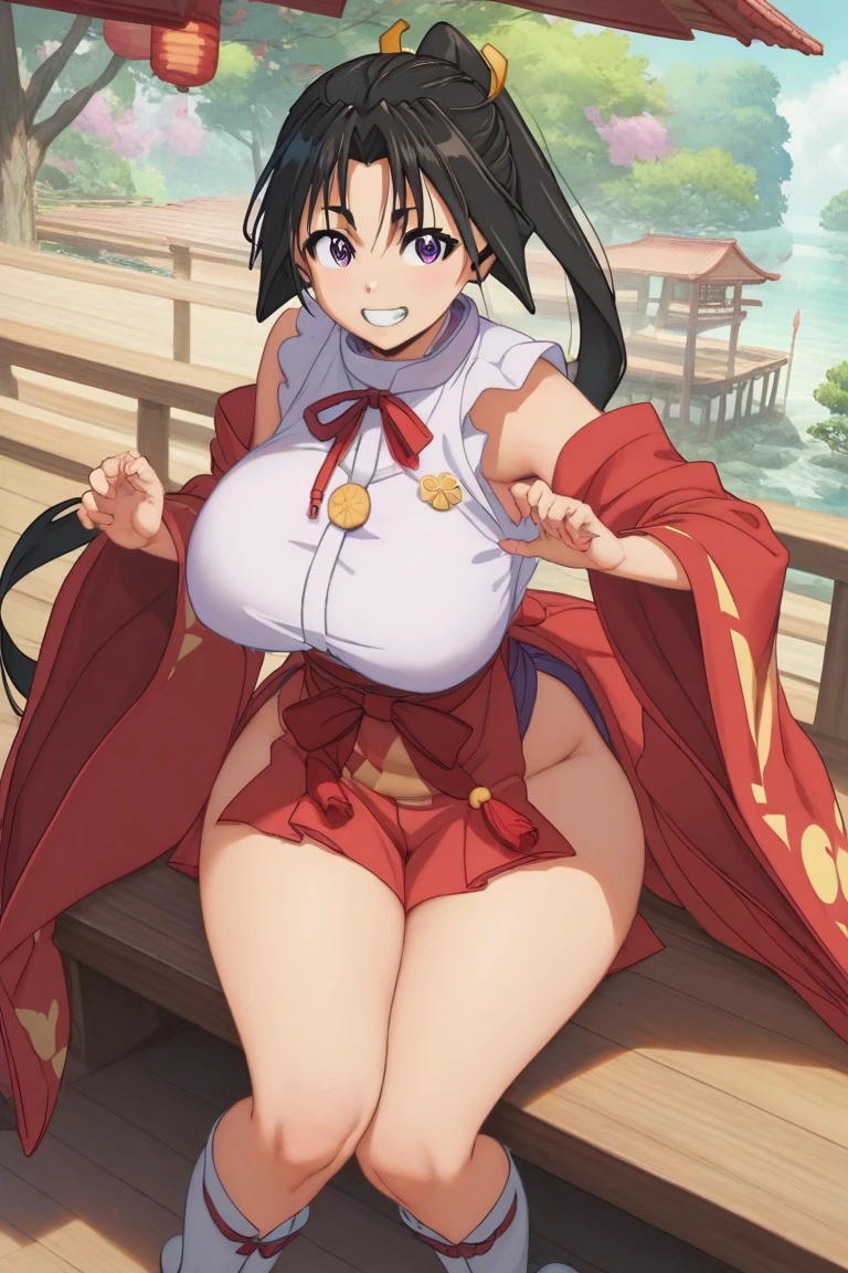 highest quality, Super detailed, masterpiece, Ultra-high resolution, 8k, Ridiculous, Cowboy Shooting, Focus on the girl, Embarrassing, blush, Lovely, Close one eye, With tears in her eyes and her mouth open, drooling, (arms behind head), (wariza),Classroom Background,(1girl, xuangzang sanzang \(fate\), fate/grand order), (1girl, dancer \(final fantasy\), final fantasy), (??????????????), (sagging ???????),(huge ???????), Black knee socks,Thighs,Waistline, (high angle shot)