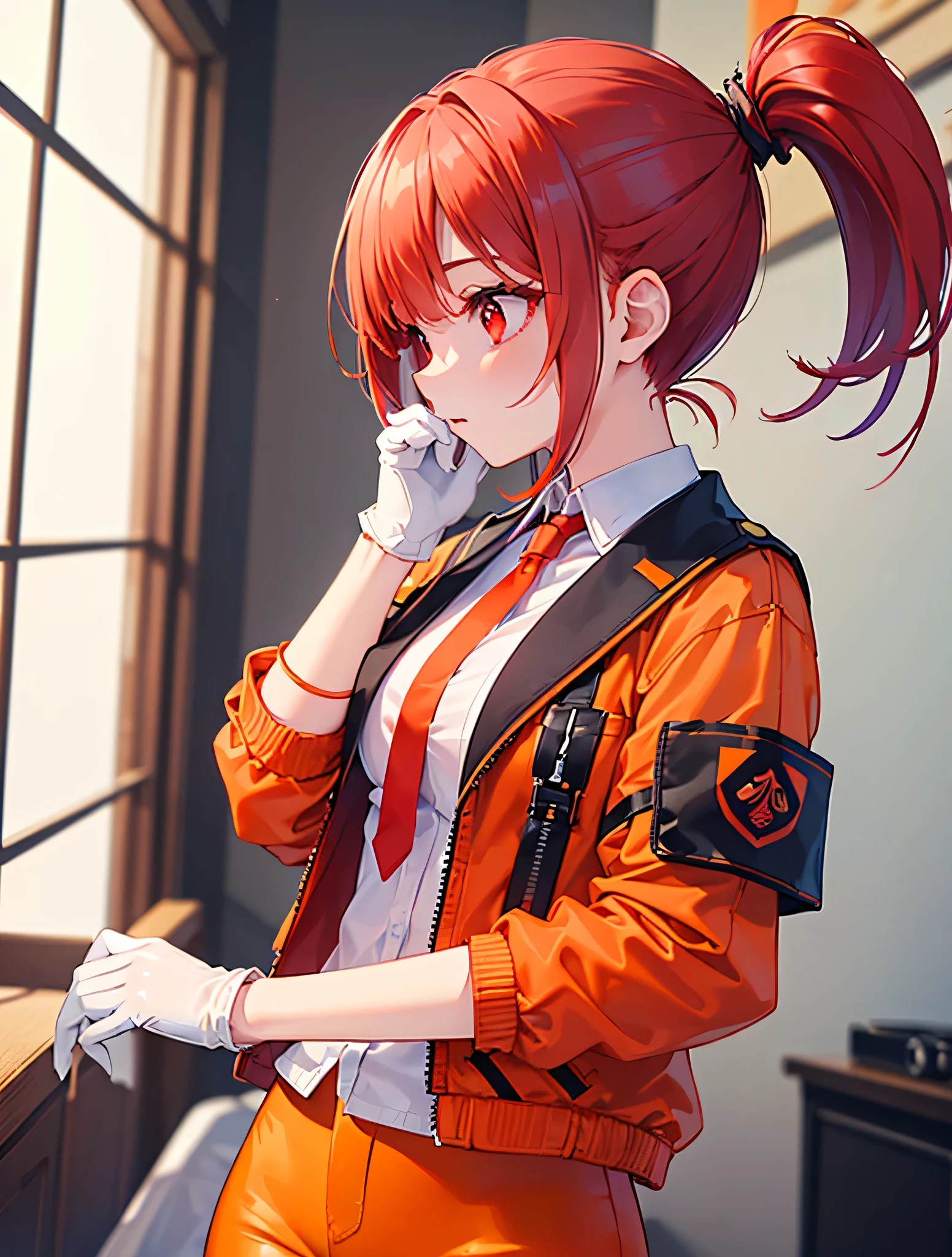 One Girl, smile, Shortcuts, Orange Hair, thunder、Tattered uniform、Art Chic