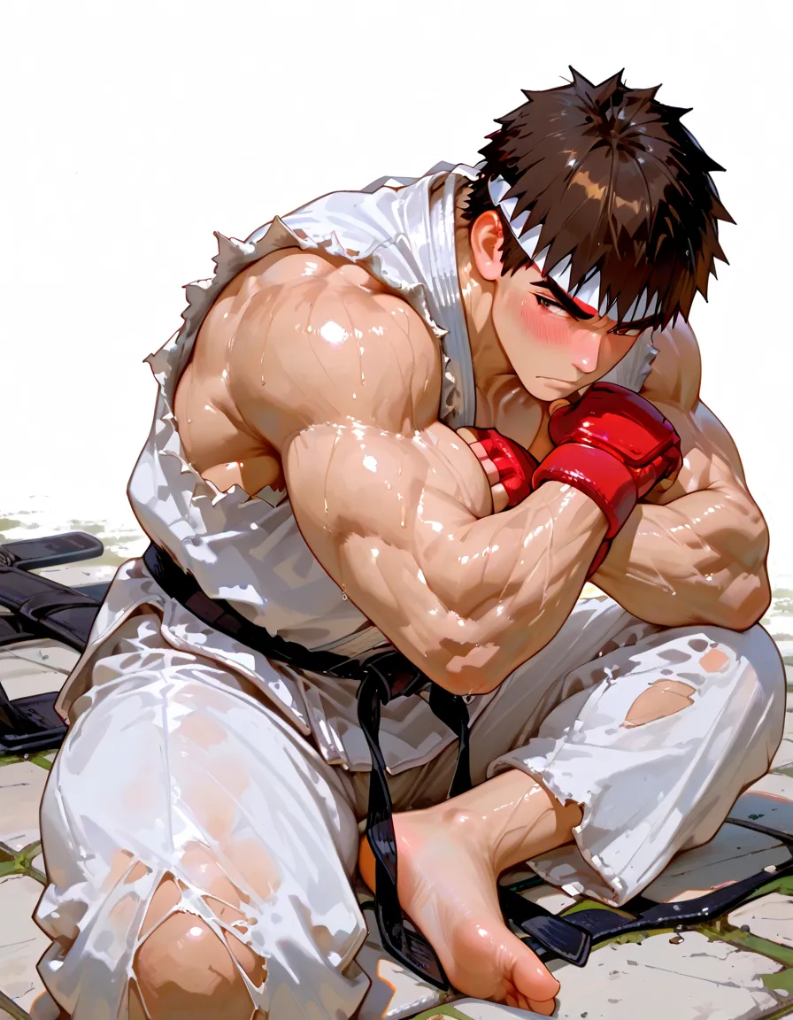 High Definition 3D Ultra HD 8K,NSFW,masterpiece、highest quality、bold composition,(karate uniform,red headband :1.2),, pov,(30-year-old male),male focus,erection,lying,,spread lges,muscular male,toned,toned male,big pectorals， Street Fighter,Ryu, Sexy、black hair, (detailed face,blush,aroused,orgasm:1.2),lying,コンクリートの床、コンクリートの壁、（penis,Sex.anal:1.5）,Strong muscles,semen
