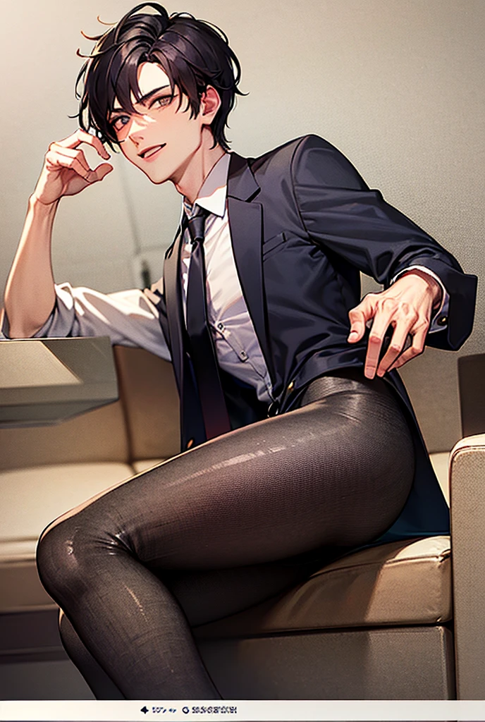 A Russian young man having long legs, thick thighs, large ????, thin and narrow weist, big large feminine body, long legs, thick thighs, large wide ????, very small spikey boyish haircut, wearing formal shirt and leggings, ????? growing in his leggings, waterfall, man, man, man small beard, man, man man, Russian 