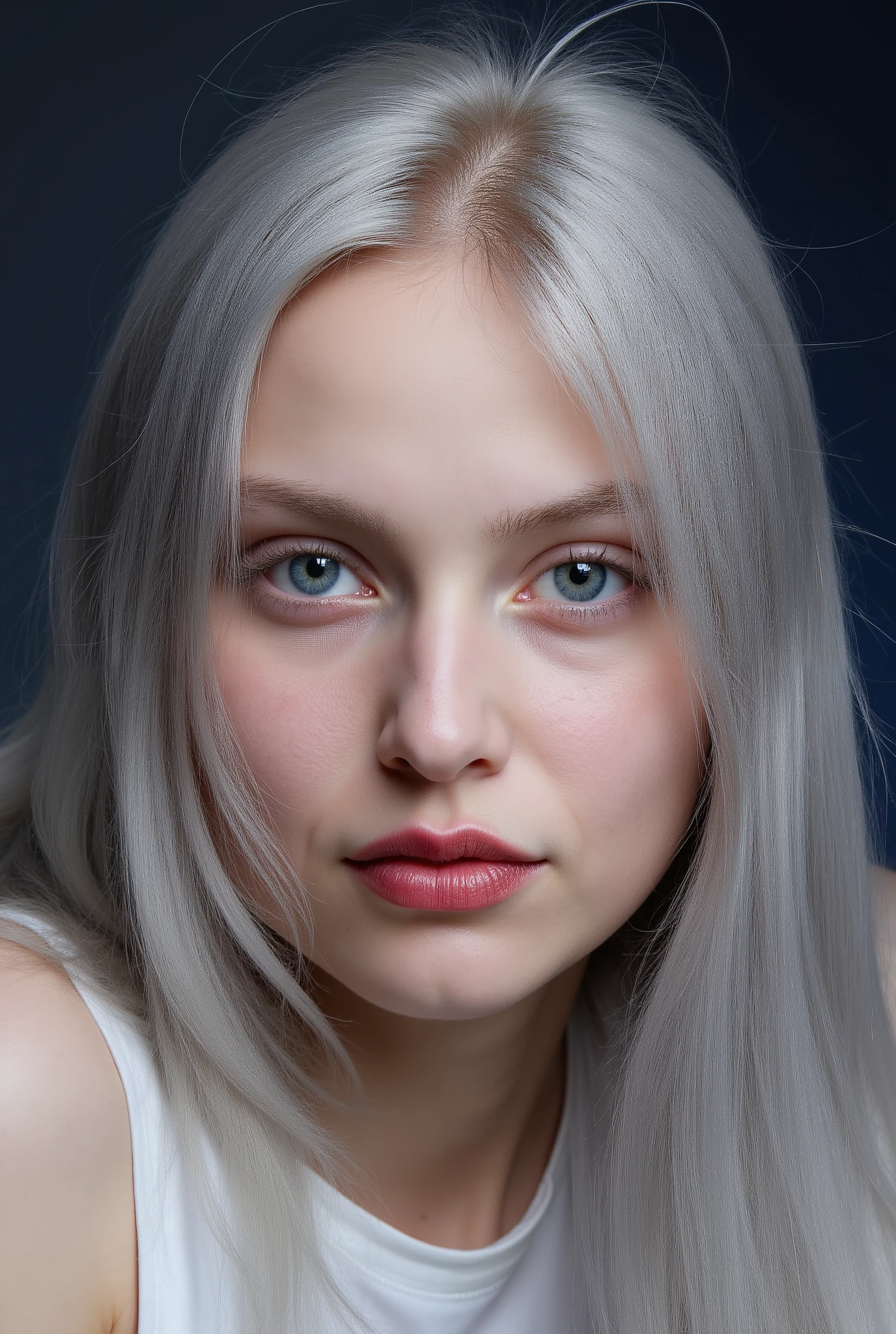 Close-up of the best masterpiece:1.5)0.9], (Space and astronauts:1.2) (Loose silver hair:1.1) (Heterochromia: xanthochromia and blue eyes:1.2) (space helmet:1.0) (Flower stars in your eyes:1.0) (Shining light:1.1) (full lips:0.9)