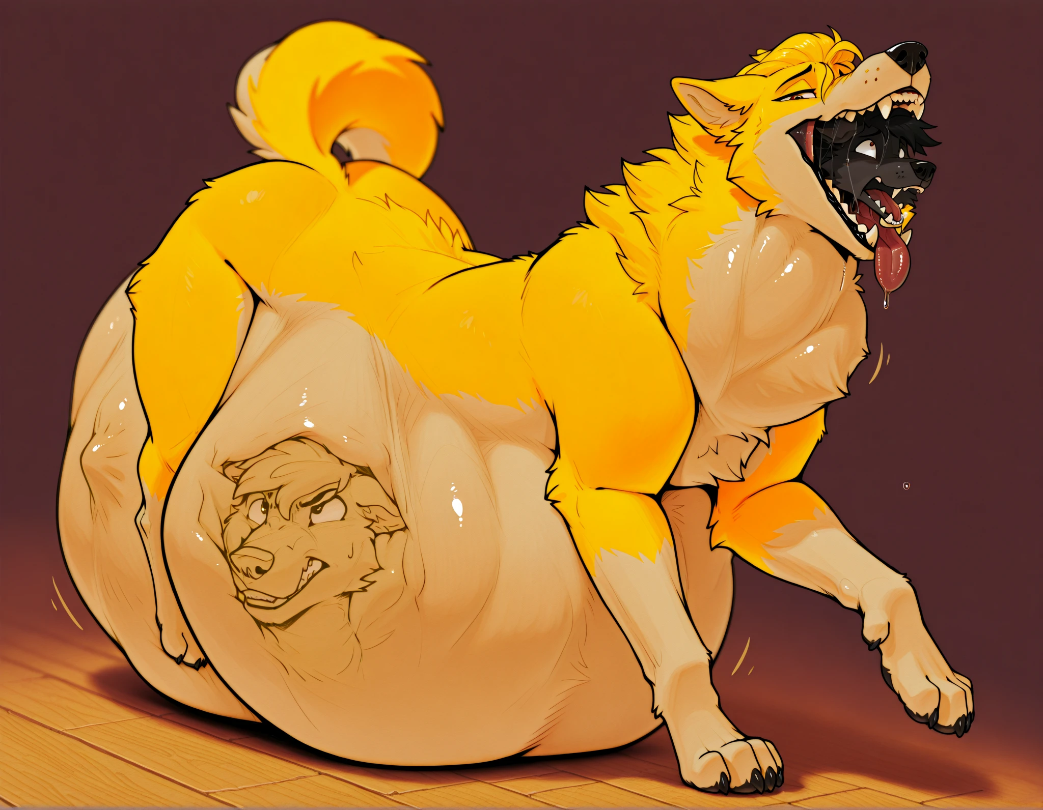 femboy,thick thighs, fat ass, human cock , Semen, dilated anus, sex slave, furry Golden retriever,Semen en el ano, abdomen expansion