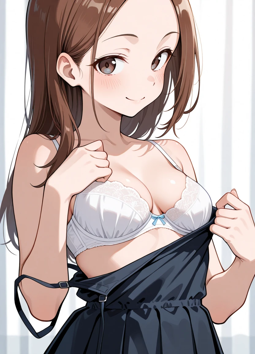 (beautiful detailed eyes:1.5, beautiful detailed face:1.2, beautiful detailed hair), Murrue Ramius, 1 woman, mature, milf, red eyes, blush, (????, ????, Curvy), (brown hair, long hair, bangs), (sagging ?????????????), (negligee:1.5), (upper body:1.5), standing, (Perfect detailed ???????, beautiful detailed hair, perfect female body:1.2, shiny skin), (thick outline, Beautiful outlines, black outlines), simple background:1.5