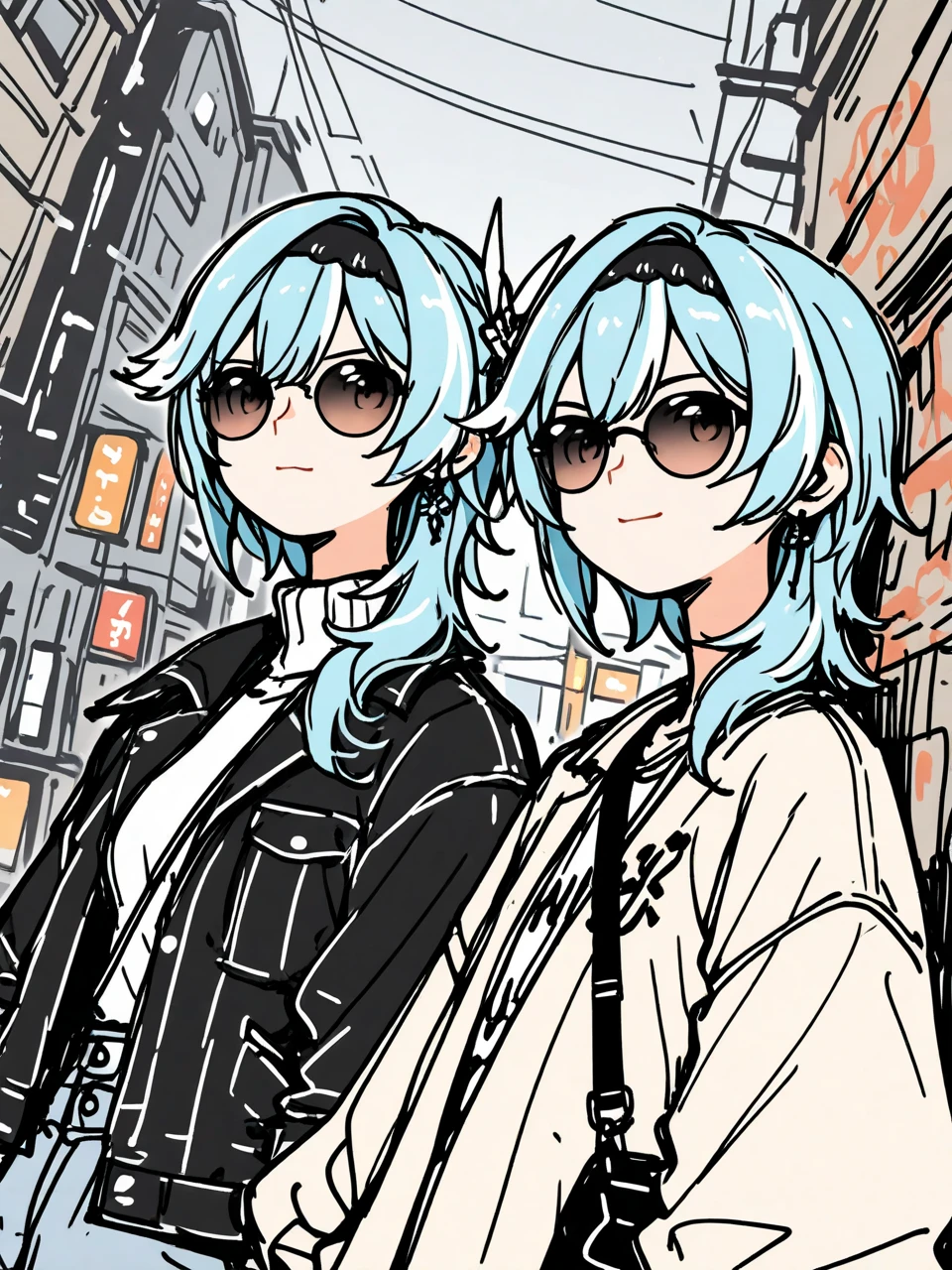 1 guy, full body, White hair, bangs cover the right eye, ponytail, shirt, tie, pants