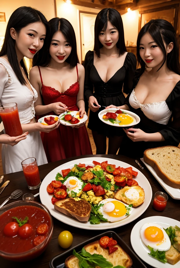 Usually detailed CG Unity 8K wallpaper，（tmasterpiece），（best qualtiy），（ultra - detailed），（Ultra photo realsisim），（best character detail：1.36）， 1girll, japanese beautiful woman，ssmile，brunette color hair，the golden ratio,(com rosto detalhado:1.2)，PureErosFace_V1,(gigantic cleavage :1.35),,(smooth thigh:1.2)，，ice cave，Ice World，Ice，Snow，Ice water，RAW photogr，retro poster，Wartime posters，Nikon D750 f / 1.4 55mm，RAW photo，profesional lighting， physically-based renderingt，Bigchest，pony tails，mai shiranui，Sat down，having fun，dining room，Restaurant，dine，pizza，Ramen，hamburger，baozi，noodle，steak