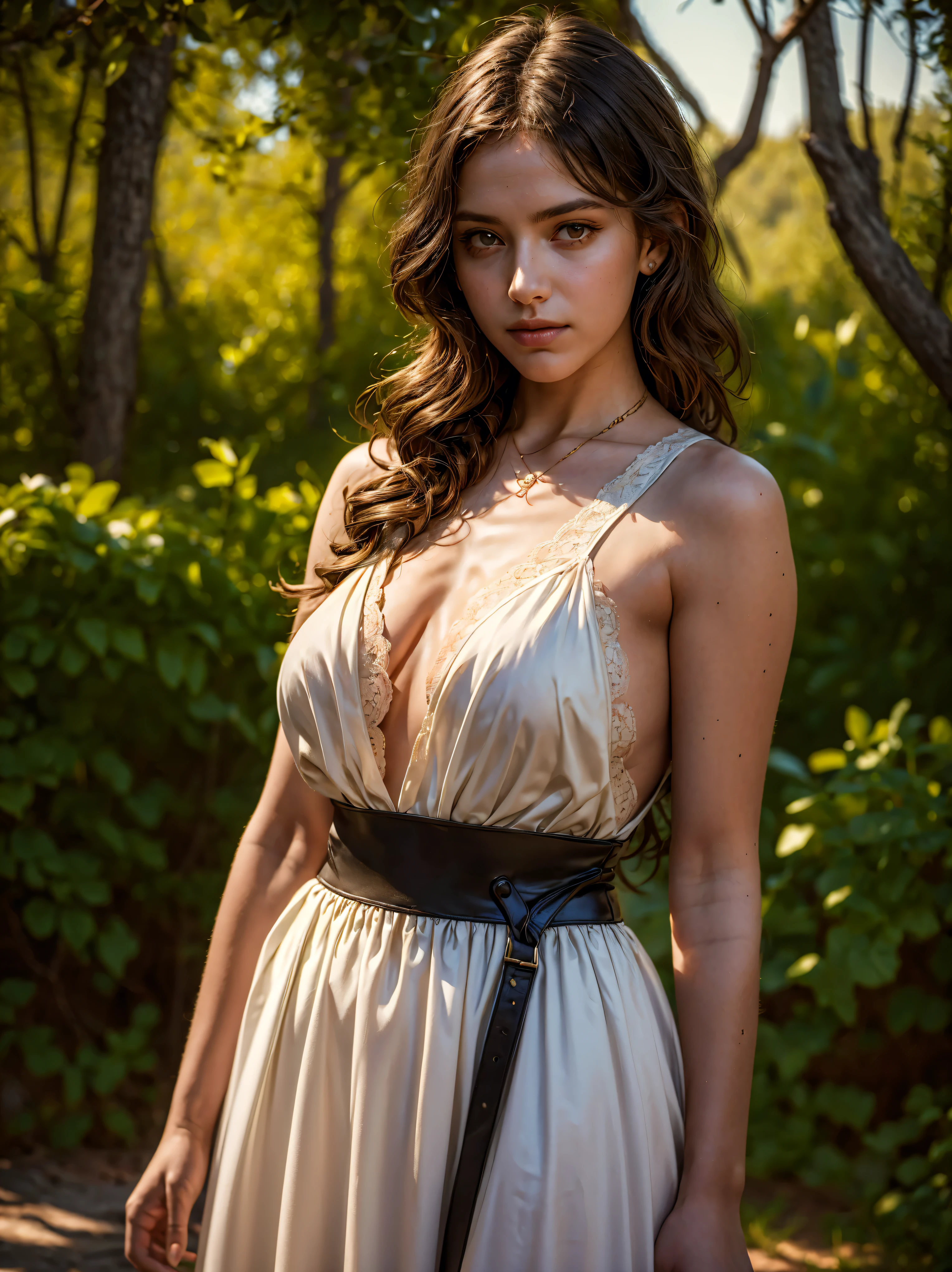 (masterpiece:1.2, best quality, high quality, best detail, ultra-detailed, photorealistic:1.2, award winning, 4k, 8k), 1girl, (Cute Yasmin), young, lace apron, facing viewer, looking at viewer, detailed facial features, medium shot, arms at sides, oil painting style, victorian style, (high contrast), soft lighting, intricate details, realistic body proportions, fine detail, (((depth of field)))