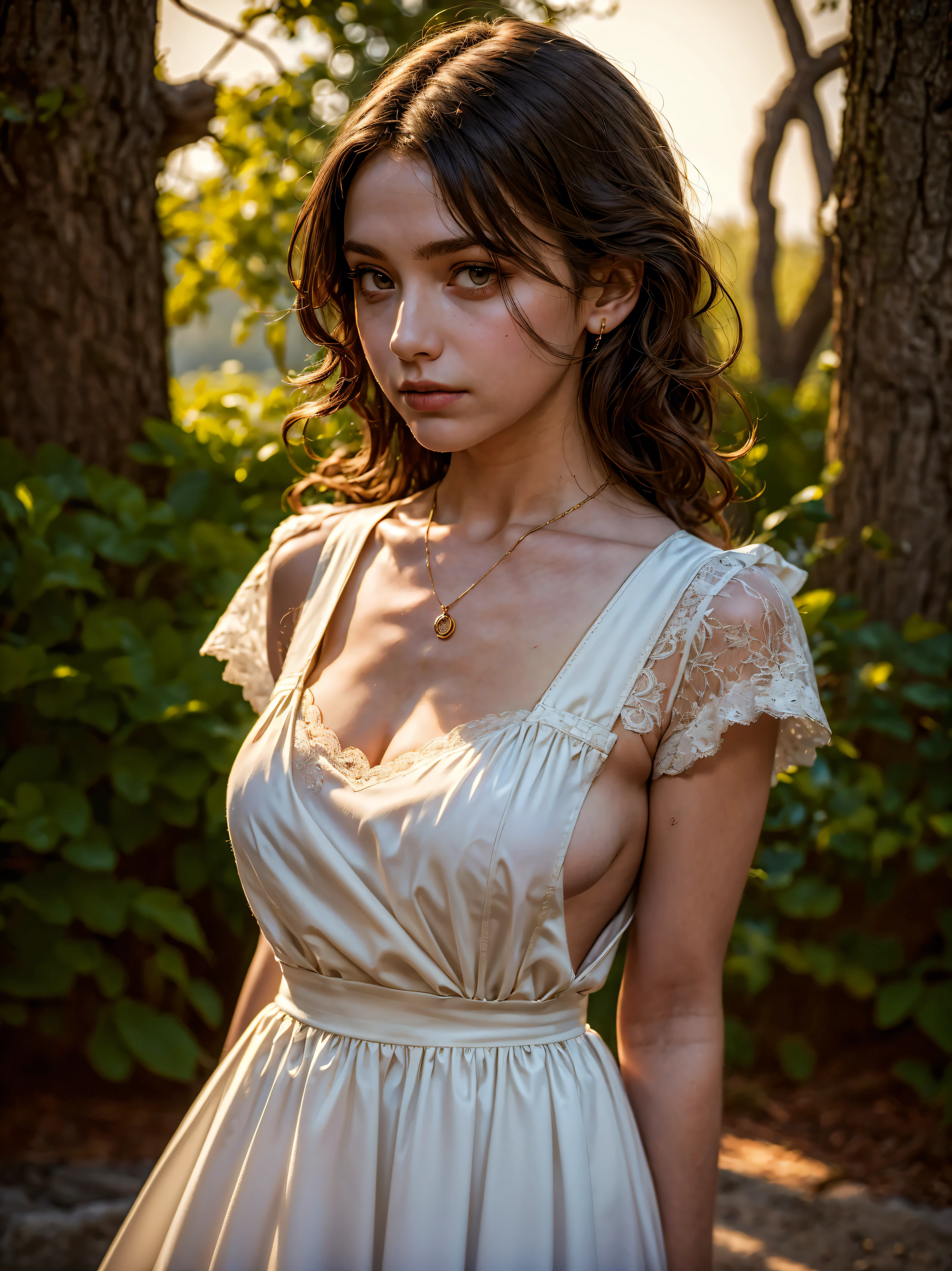 (masterpiece:1.2, best quality, high quality, best detail, ultra-detailed, photorealistic:1.2, award winning, 4k, 8k), 1girl, (Cute Yasmin), young, lace apron, facing viewer, looking at viewer, detailed facial features, medium shot, arms at sides, oil painting style, victorian style, (high contrast), soft lighting, intricate details, realistic body proportions, fine detail, (((depth of field)))