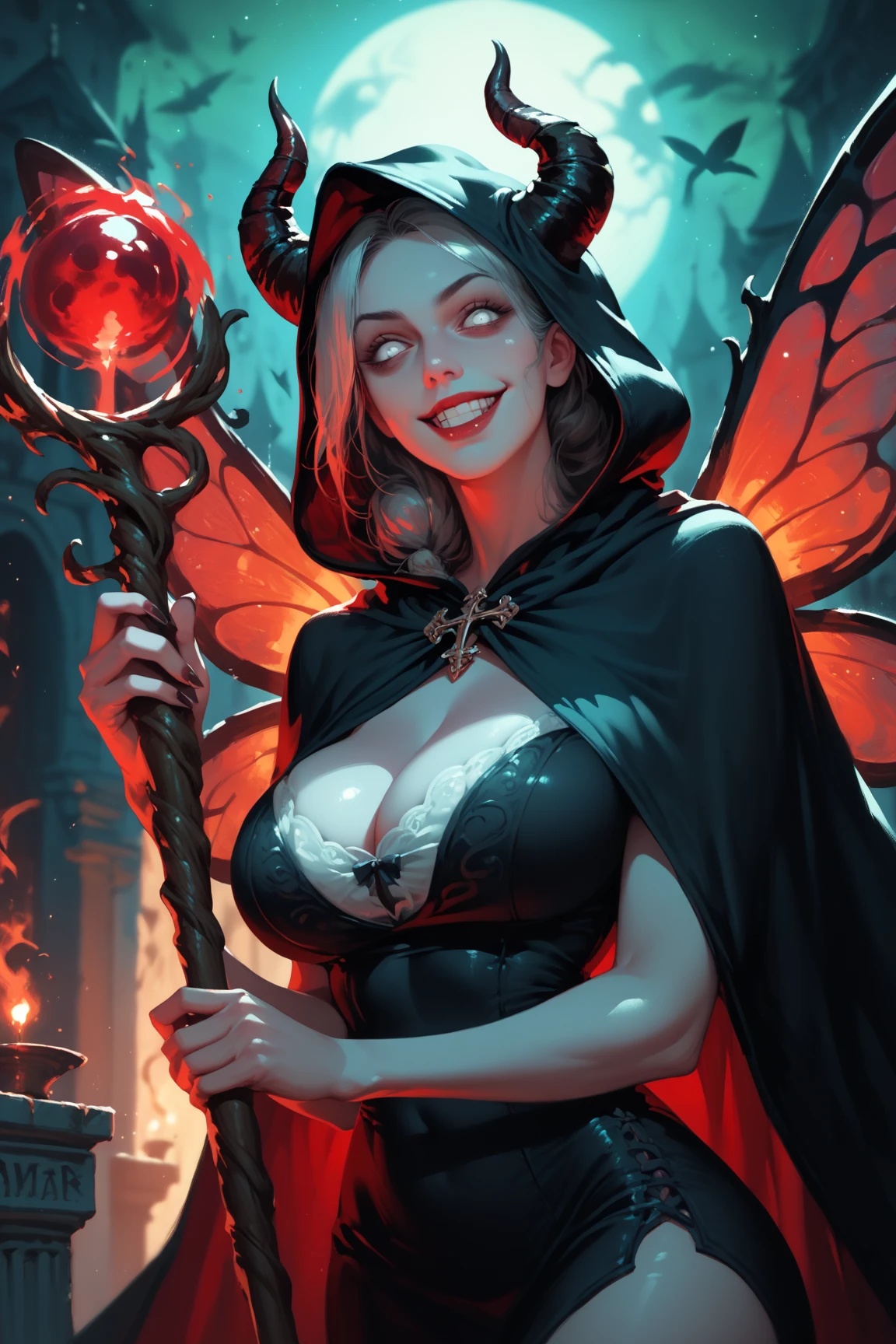 (masterpiece, best_quality, ultra-detailed, immaculate:1.3), epic, illustration, welcoming, bokeh,1girl, (prehistoric jack-o-lantern fairy magus:1.3), (in a overgrown, Chinese boat on a lake:1.3), full body, gold hair, hair bun,hair rings, dark lipstick, long eyelashes, (blush:1.3), , pose, [:outlandish costume design:0.2], glowing eyes,sitting,lying on grass, medium breasts, narrow waist, tall, sexy athletic slim toned hourglass figure,, (power armor:1.2), <lora:EnvyThiccMix02:1><lora:EnvyCuteMix05:0.5>