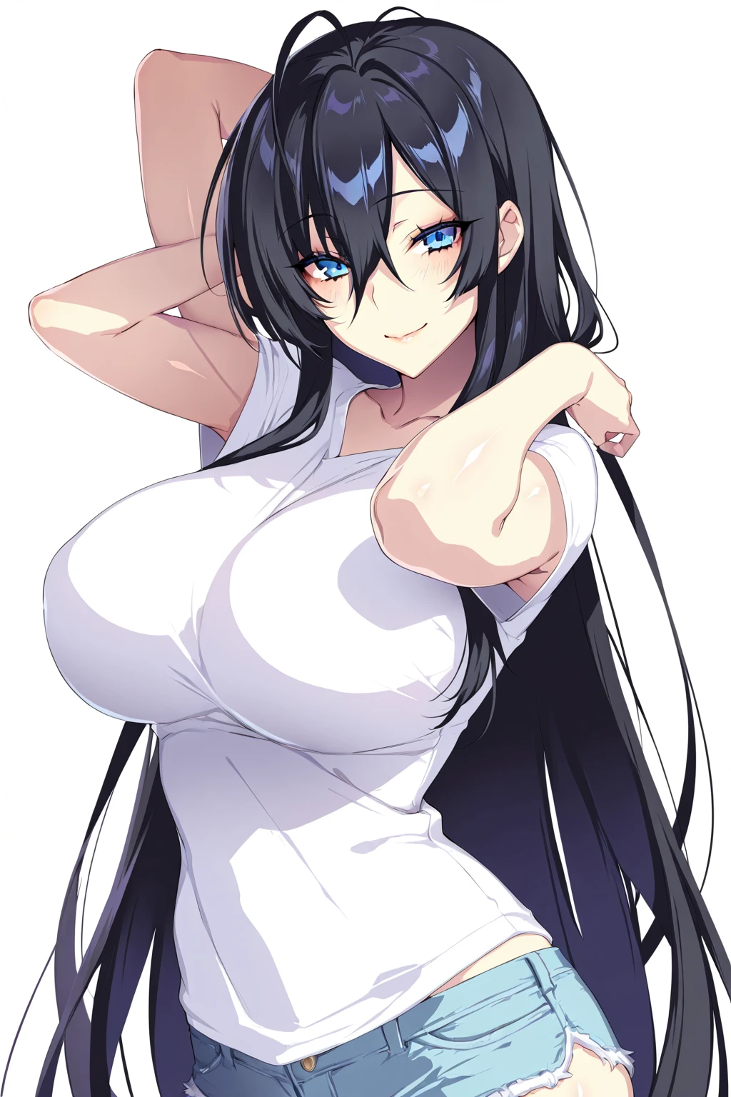 (Beautiful line drawing illustration on a pure white background)、(Line drawing with shading)、Shirtless busty volleyball player、cute face