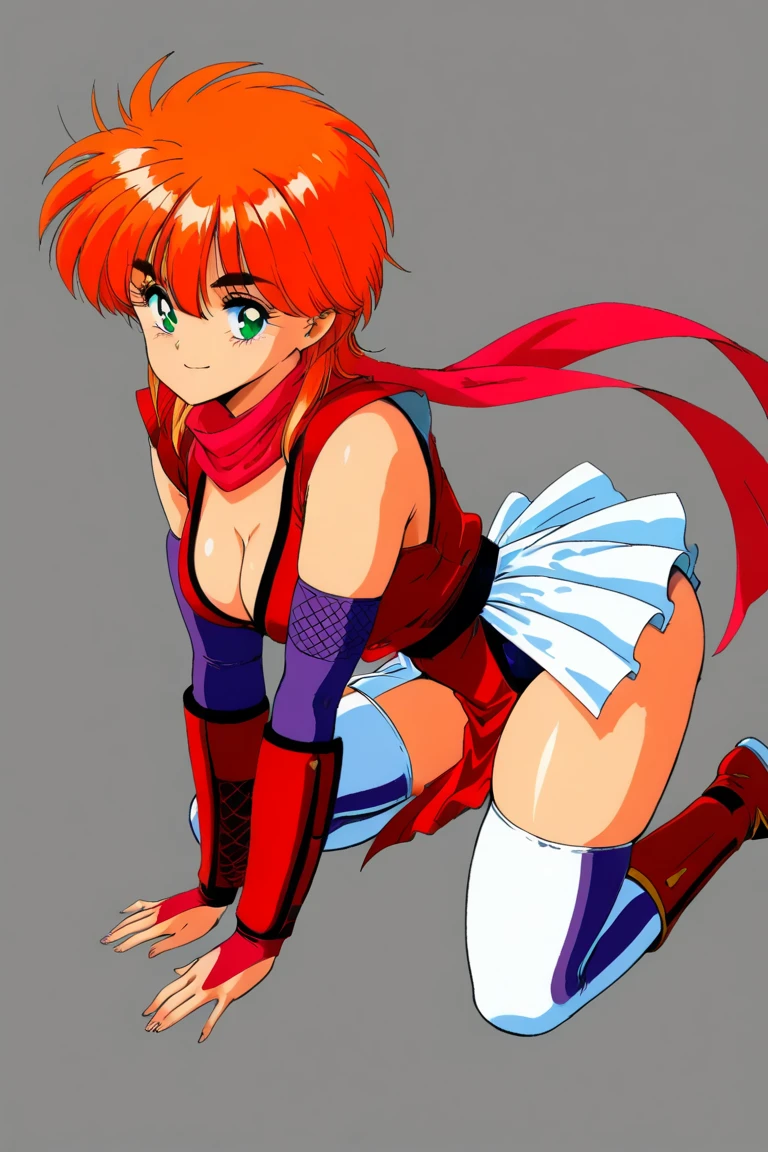 <lora:YohkoAsagiri001:0.7>,looking back,
solo,
YohkoAsagiri,1girl,red hair,Side ponytail,brown eyes,
choker,
shoulder armor,bikini_armor,
armored boots,
full body,standing,