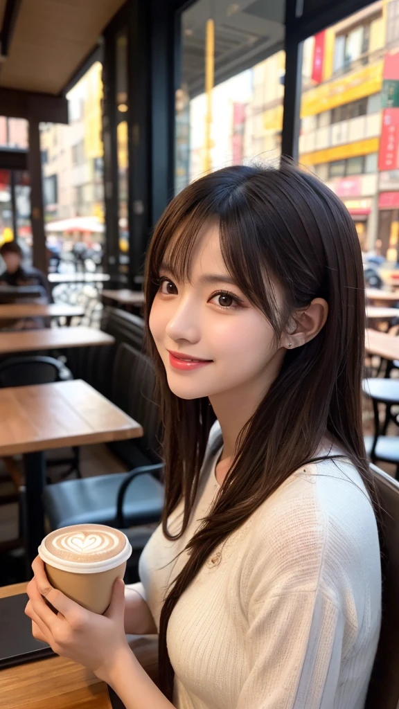 Tabletop, Highest quality, shape, Very detailed, finely, High resolution, 8k wallpaper, 完璧なダイナミックな構shape, Beautiful and exquisite,ランダムなcute髪,,Natural color lip, Bold  pose,smile、20-year-old girl、cute、Looking into the camera,Always blur the background,Perfect and beautiful face,Slim face and figure,Big eyes、Putting on gal makeup,Small face,smile,Blurred Background,Elegant feminine face、Cyberpunk Fashion、Fun in Shibuya、Disheveled Hair、Change pose randomly、Randomly change the shooting angle and position、Summer fashion for women、Disheveled Hair、Harajuku、Cool pose