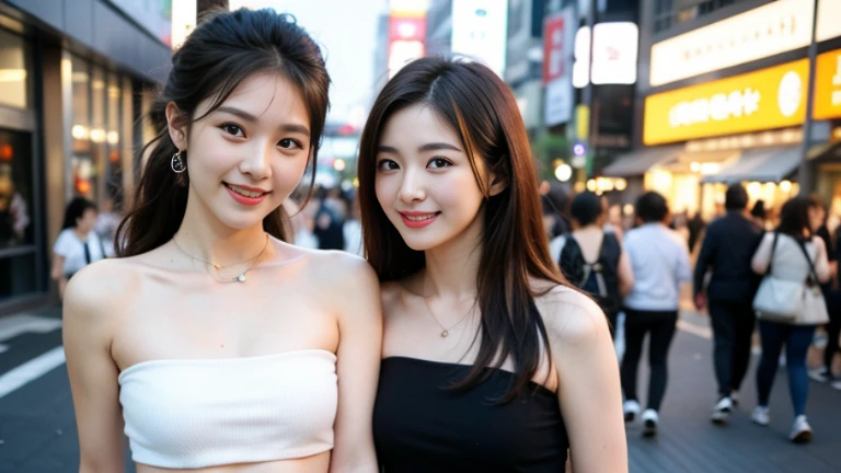 ((masterpiece))、Highest quality、High resolution、8K、Hyperreal Photography、City street corner at night。With the neon lights shining、Two women walking together:2.0,A beautiful mature woman is standing in a sexy outfit that shows off her cleavage。Her every move exudes dignity and confidence.。In her eyes, I can sense a quiet strength in the midst of the hustle and bustle of the city.、Behind him lies a wealth of life experience.。A person passing by々too、I can't help but notice her。With a charming smile、She is enjoying the city nightlife.、It radiates a beauty that makes you feel as if time has stopped.。