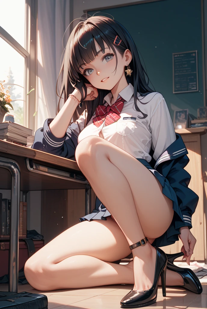 ulzzang-6500-v1.1, (raw photo:1.2), (photorealistic:1.4), (((??? coming out of ??????1))), oozing ???, lots of ???, lots of foam, lot of milk, ((wide ????????? sitting on a desk)) (sitting down) sitting on desk (????? school girl outfit with tie) beautiful detailed girl, very young girl, very detailed eyes and face, beautiful detailed eyes, ridiculous, incredibly ridiculous, huge file size, super detailed, high resolution, very detailed, best quality, masterpiece, kemomimi, ((Japanese girls' high school uniform with no panties)), visible 1?????, 1?????,  visible, illustration, very detailed, CG, unified, 8k wallpaper, amazing, Fine details, masterpiece, best quality, very detailed CG uniform 8k wallpaper, light on face, cinematic lighting, 1girl, 18 years old, ((no panties)), (Wide ????????? sitting on desk) in school