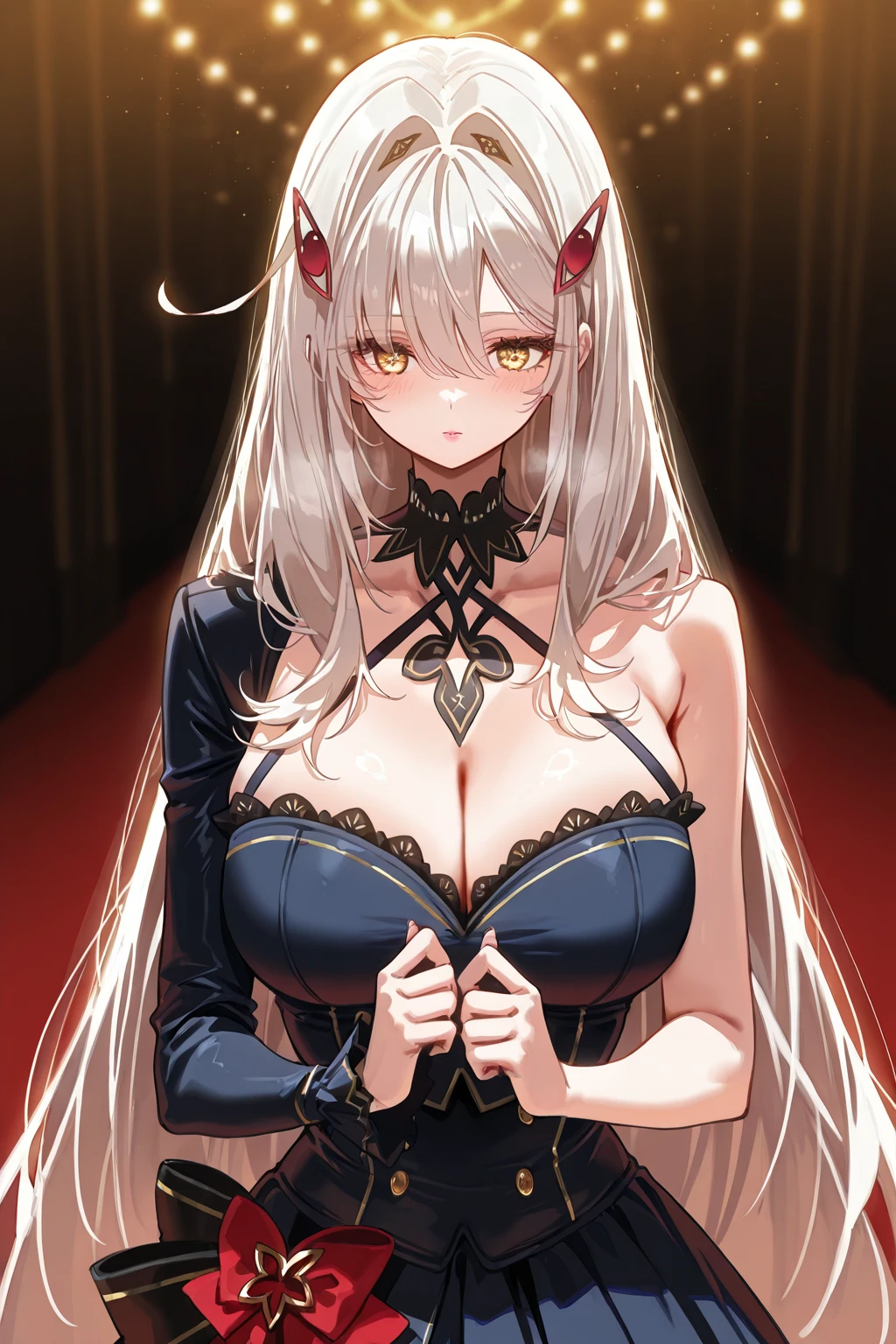 Highest quality, masterpiece, Ultra-high resolution, female、Big Breasts、The Sealed Demon King、harmlesoldy smelling basement、Old concrete wall、sit、Chained collar