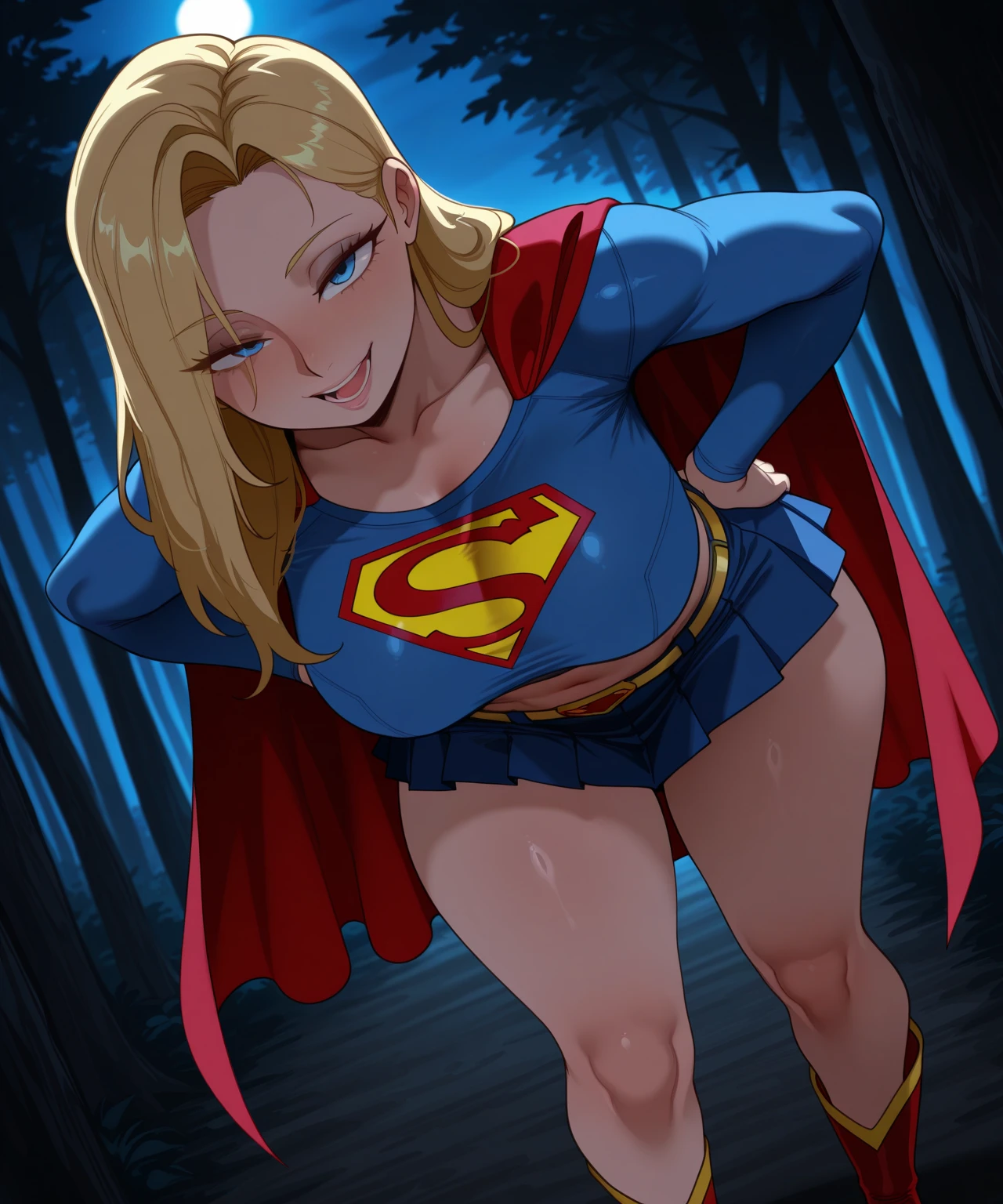 a woman in a superman costume flying through the sky, supergirl,(masterpiece),Red ??????? no panties with exposed ?????, ????, Bubble ????, With Tattoos, Fair Skin, Perfect face, Genuine Smile, Model, Pose Variations, Long Blonde Hair, Blue Glittering Eyes, Super Girl Costume, Super Girl Outfit, extremely detailed, by stanley, (aroused, ???????????_trail:1.3)
Plain Background,