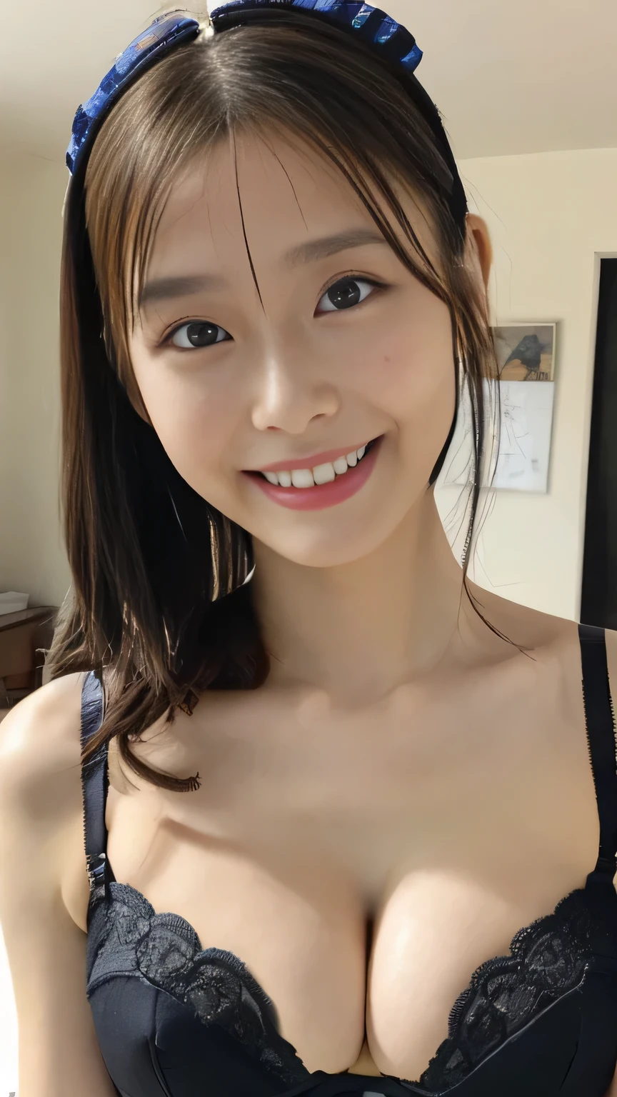 Matthew Peace, Highest Quality, Super Detailed, detail, high resolution, 8K Wallpaper, beautiful eyes, ( big symmetrical eyes:1.3),Very complicated、high resolution、
( full body image in underwear, A masterpiece that heals the public , Highest Quality , very detailed , detailed face , 8k),,( face like a baby 、bang、 Uncontrollable hair、 innocent and funny expressions 、Perfect Smile、 、( big boobs)、 hair accessories 、Living room with a standing roof、camera)( Beautiful bra ,, )( long bob hair、) ( wonderful、 Striped Underwear、mature、sexy age) Sharp Concentration 、 And high-precision 、 front map、 I'm wearing a black bra