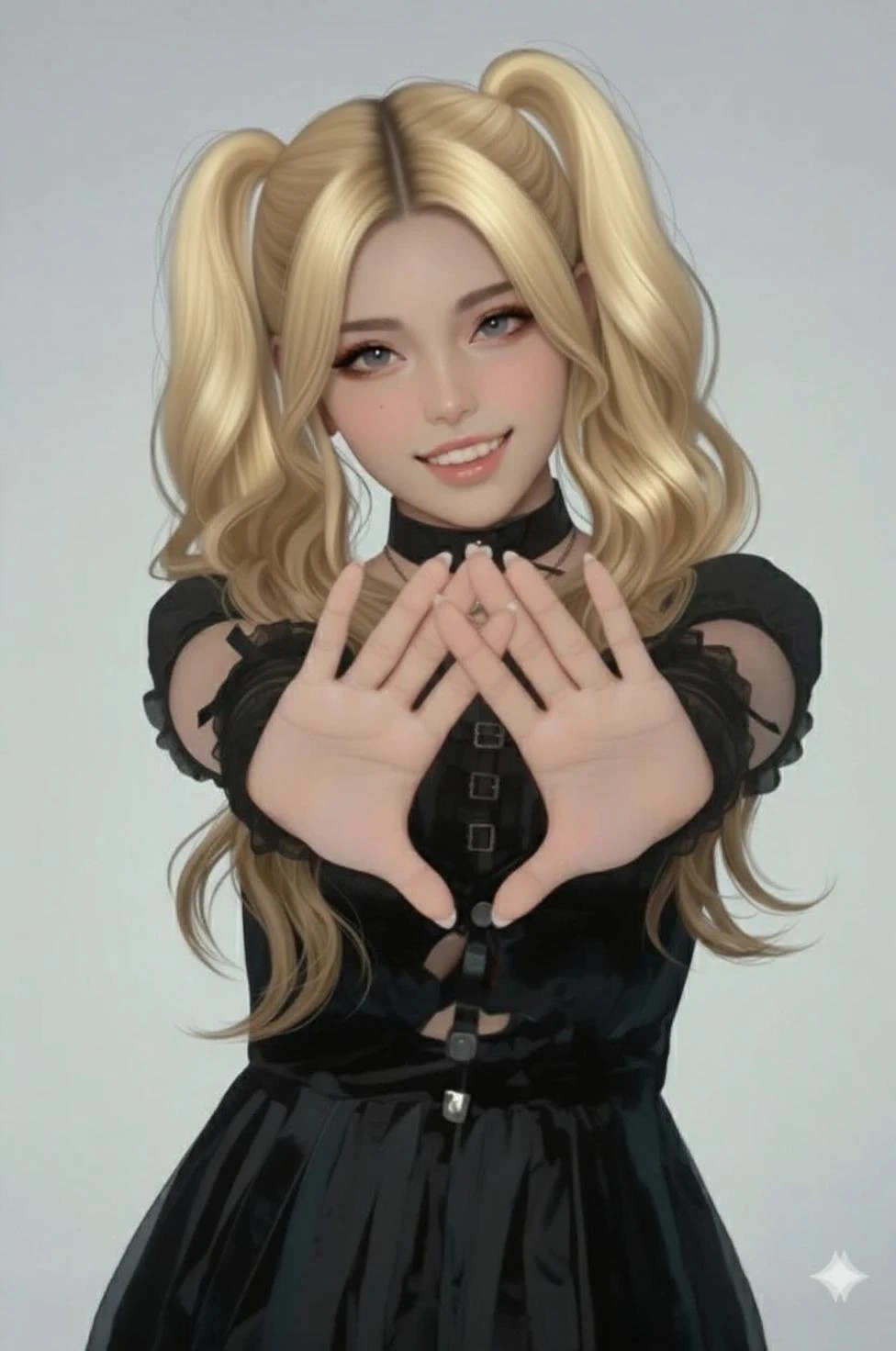 hyperrealistic 14 year old american teen, blonde, perfect tiny body, sexy, dark makeup, perfect slim face, big red lips, very cute face, tiny body, big eyes, young looking, childish looking,  
