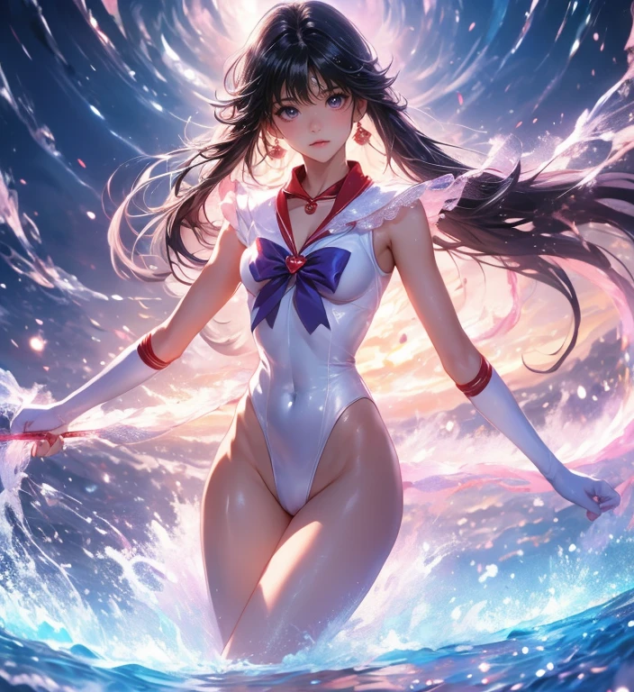 Sailor moon, ( body  shot ), stripping, wet , orgasam, very  expression, very cute, cute, , wet clothes, see through, clevage, wet,seductive pose, ultra high quality, ultra high definition, ultra realistic, 8k, masterpiece