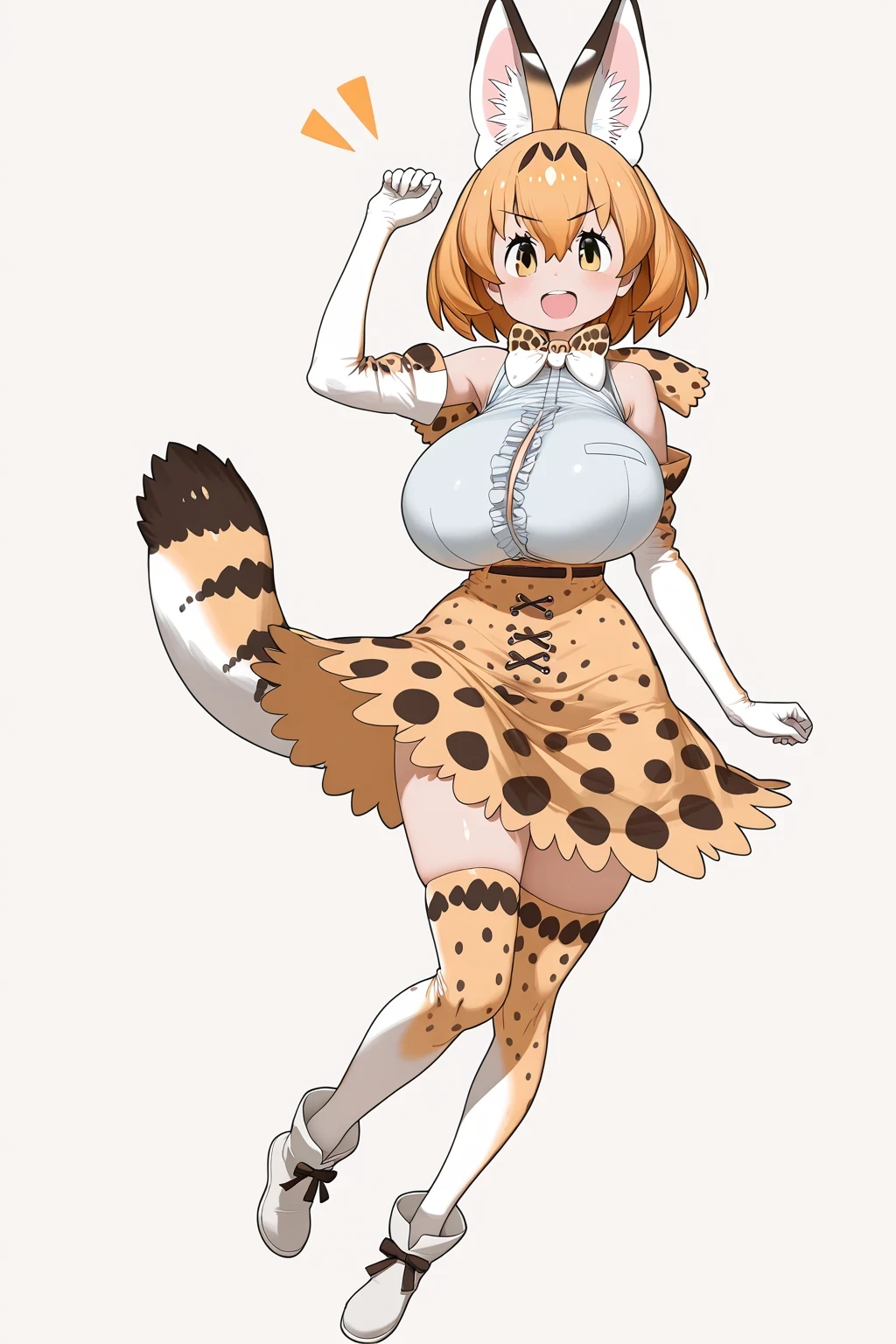 serval (kemono friends), 1girl, solo, (gigantic breasts:1.3)