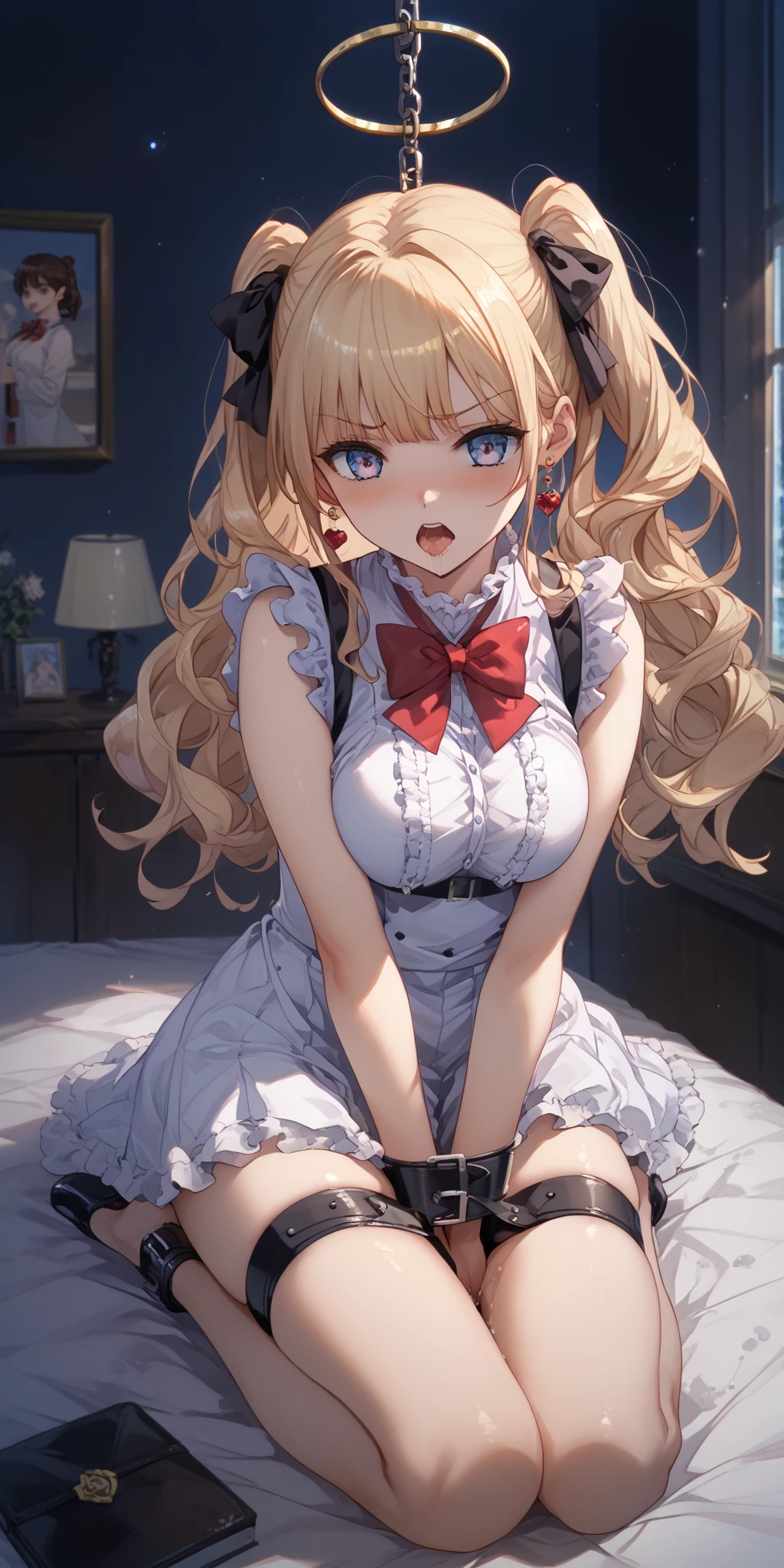 ①：Highest quality, cum on face:1.4、Glare、Looking up、((nsfw, bukkake cum on body, cum in mouth))、Anime Moe Art Style,最高のアニメ8Kこなちゃんの壁紙,pixiv Contest Winner,Perfect Anatomy, Very detailed,High resolution,Very detailed肌, Professional Lighting,8K ，
②：front，Glare、Angry、Upper Body、Cleavage，(One Girl:1.5), (young:1.5)，(13 years old:1.8),high school student, (short hair)，(Normal chest)，(Hair on one eye:1.8),(Blonde:1.8)，Complete limbs, Full Finger, blue eyes, (Big eyes)，(hairpin:1.5), Beautiful attention to detail, (8K, RAW Photos, Highest quality, masterpiece:1.2),，Black Skirt, (Sailor suit:1.2，Red ribbon)，(music room)，(Sit on a chair)，surprised