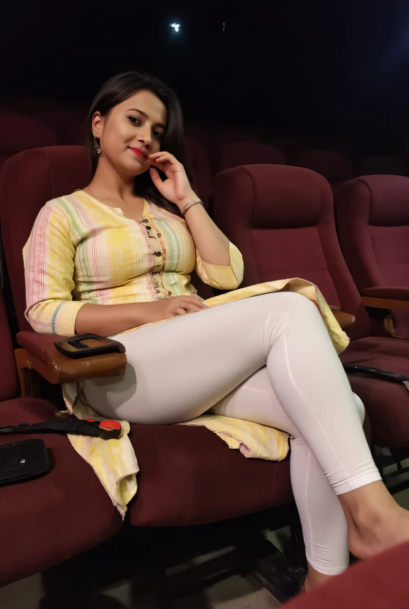 Sofia 23 year old hot sexy girl ,kurti leggings she is watching movie on theater ,focus on breast and leggings,big breast size, average body,leggings She lifting up her kurta with her hand and shows off her leggings.. She is leggings feetthe thigh expose pose ,leggings sexy hot structure feet, big breast,side leg feet focus on sexy side posing feet hot pose legging tight,indian hot side pose full image from head to leg Both side cleavage pink bra and white legging wet tight with panty lines