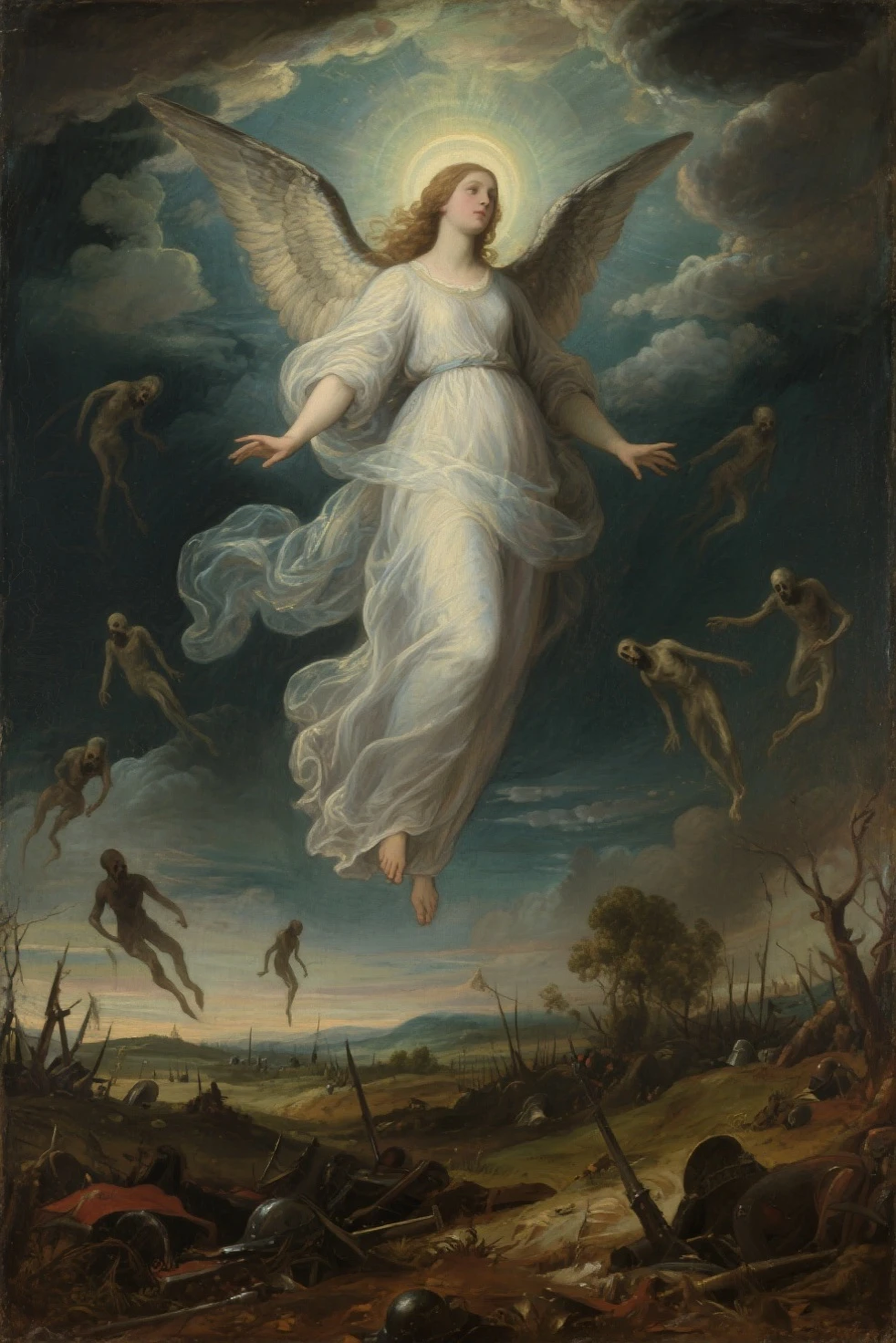 Full length photo of Jesus Christ majestic scary unsettling professional oil painting by ed blinkey atey ghailan by jeremy mann greg manchess rays of light antonio moro trending on artstation trending on cgsociety intricate high detail focus sharp, dramatic, arte de pintura fotorrealista de Midjourney e Greg Rutkowski