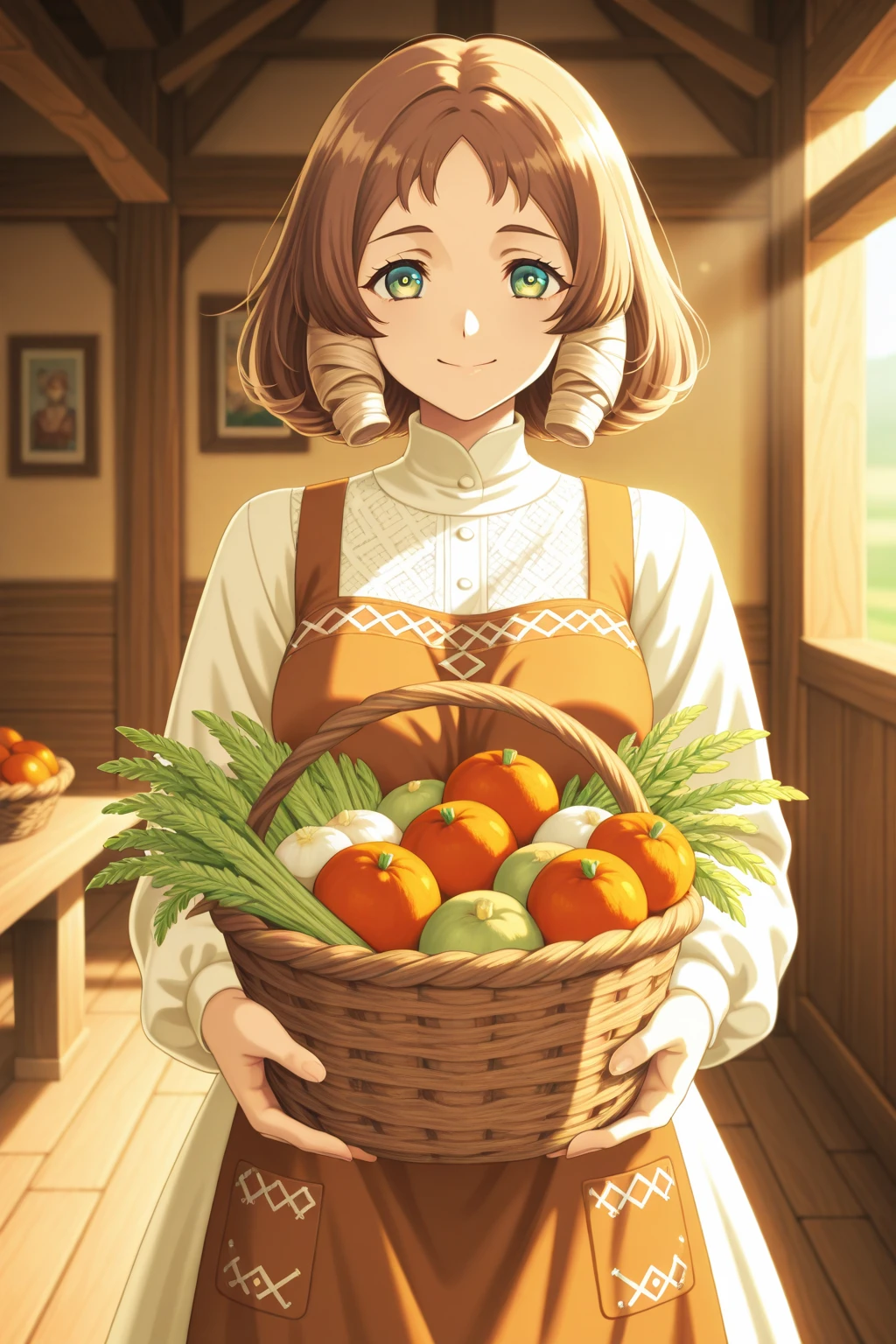 hitenkei style, claude monet style, oil painting, grape farm, vineyard, carrying basket, southern italy, (()), , masterpiece, summer, 1 girl,  , intricately detailed, navel,  shoulders, brown hair, necklace, head scarf, scenery, extremely detailed,  , puffy , yellow eyes,  stomach, soaked, , arm strap, teen, soft eyes, smiling, armpit, sweaty, happy, half open eyes, lusty eyes, blushing, tied hair, 1 ear visible, side bangs, sleepy eyes, large , lifeless eyes, tuscany, full body, long white skirt