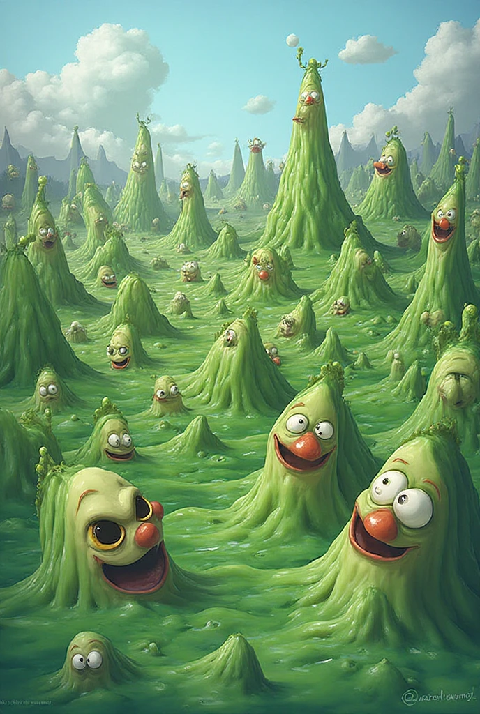 Swamp monsters with hands over eyes