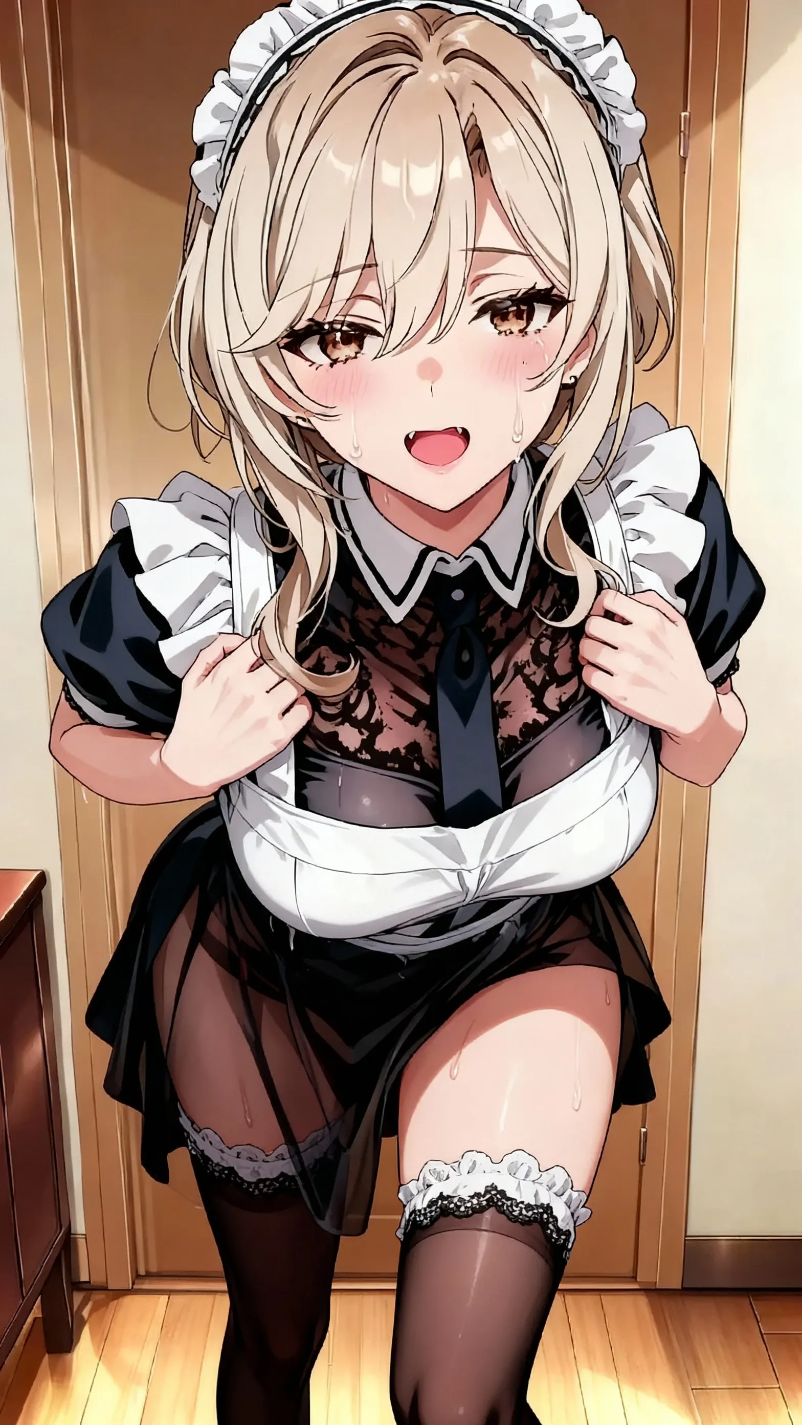 ((Tabletop, Highest quality, High resolution, Hmph, Pixel Perfect,  4K, Hmph, Hmph))),((1 male,1 female:1.6)),((Man and woman ??????????:1.6)), beauty、The whole body is visible、 ((Mid-wave hair, bangs, blonde)), ((Brown eyes, Beautiful eyelashes, Heart Eyes)), ((Detailed face, Smiling excited face:1.2)), ((Smooth texture:0.75, Realistic texture:0.65, Realistic:1.1, Anime CG Style)), (???????????:1.5), Dynamic Angle, Perfect body,  ((uniform,White shirt, Black Skirt, Check skirt)), classroom,Open your mouth in amazement,(Wet ?????),(Meet your audience face-to-face:1.6),(Squat:1.3),(White knee-high socks:1.2),(Brown Loafers),(plump:1.3),(Spread your legs:1.3),(Insert your ?????:1.6),(vapor:1.3),(??? on top of a man:1.7),(Man's ?????),Cute face、Well-formed face,(Face-to-face sitting position:1.7),(?????? manga:1.3)