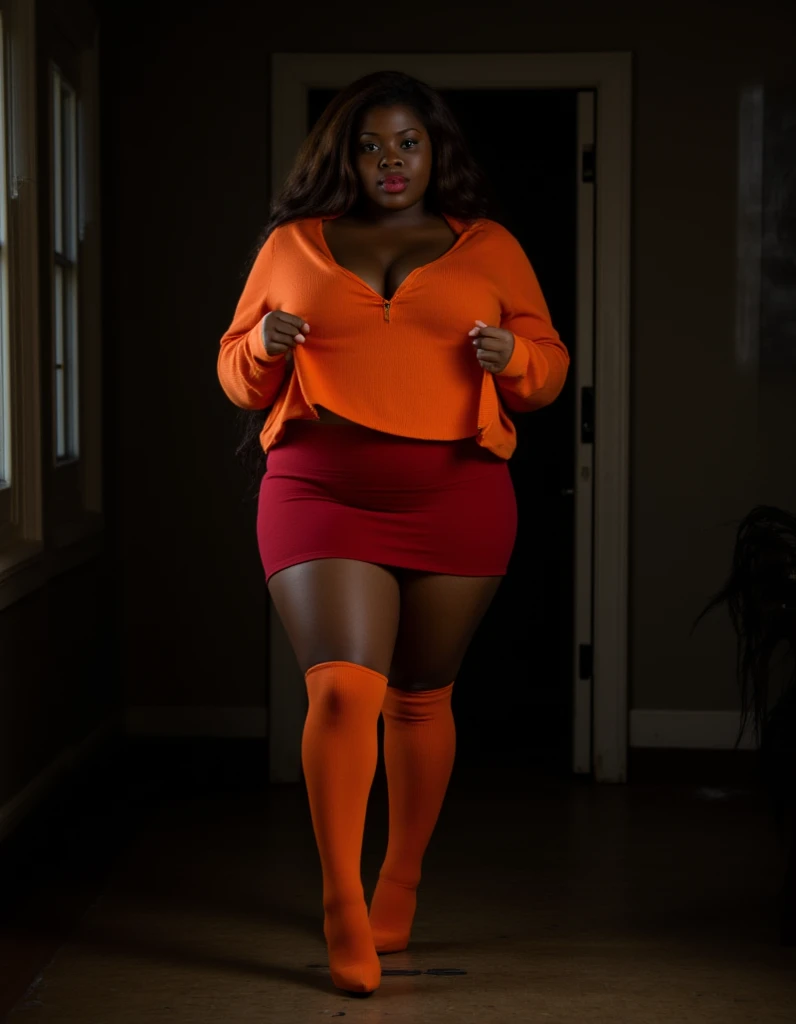 full body, red skirt, sweater red, alone, black woman, curly hair, young goddess, gorgeous black lady, gorgeous black woman, gorgeous female, light skin, beautiful goddess, 24 years old, beautiful eyebrows, brown eyes, very beautiful, fitness body, very attractive, dear, very sweet, beautiful, beautiful model posing, long hair, hourglass waist, wide legs, medium breasts, big buttocks, alone, curvy figure, beautiful thick, thick body, wide hips, thicc, curvy model, curvy accentuated booty, curvy body, skinny waist and thick hips, full body, red skirt, sweater red, alone,