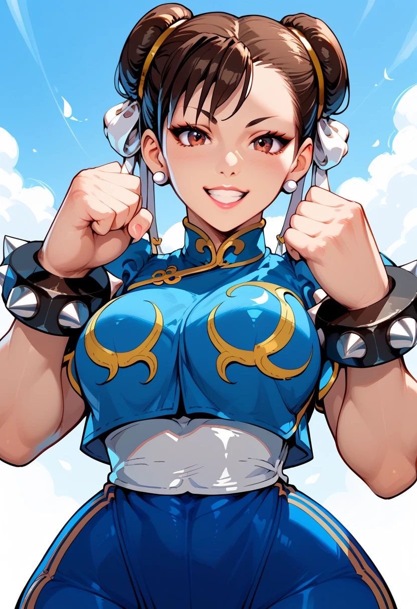 Chunli, Red eyeshadow:1.2, smile, ???????????, 
