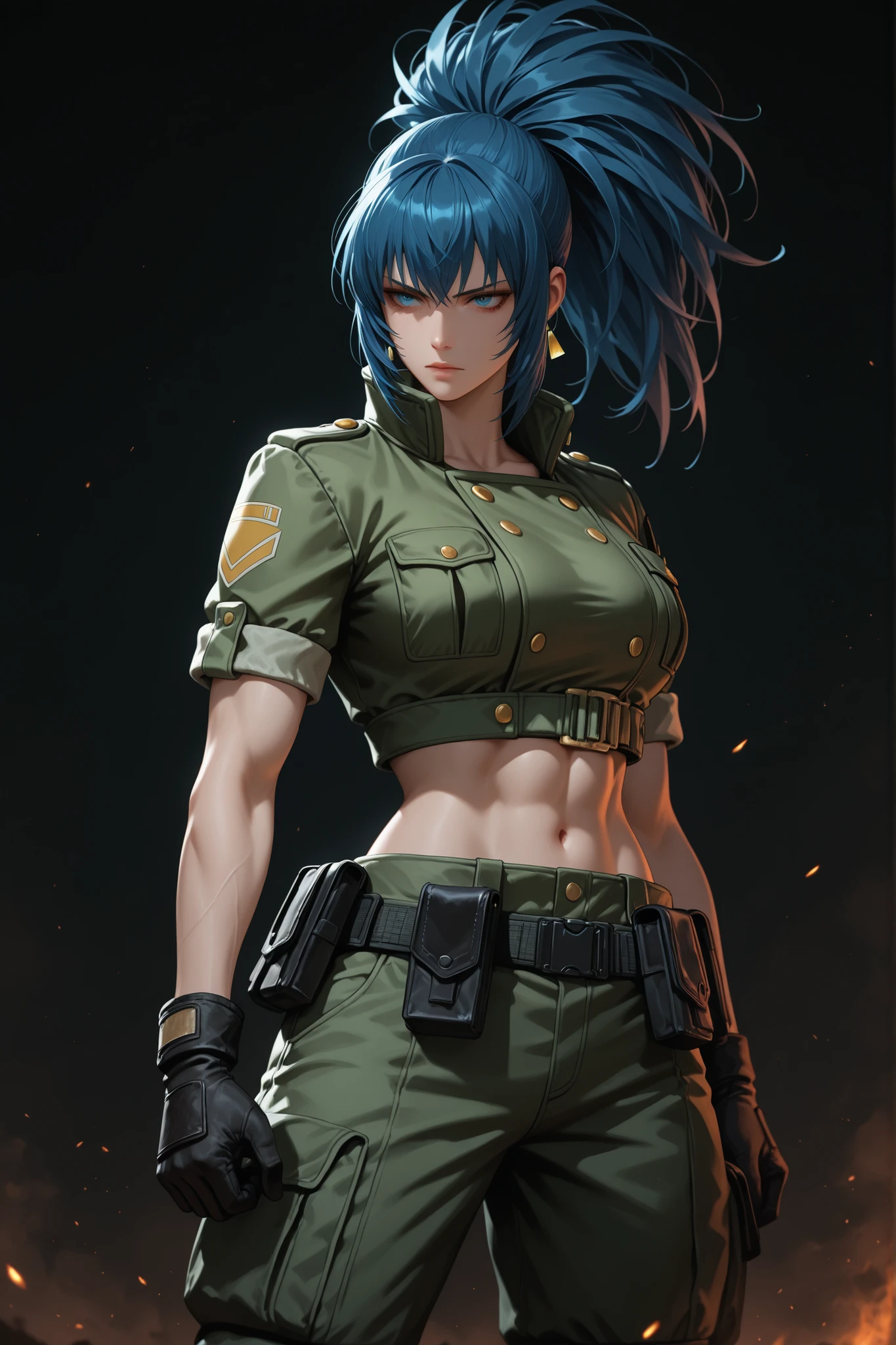 Image of Leona Heidern, she is standing, dark background