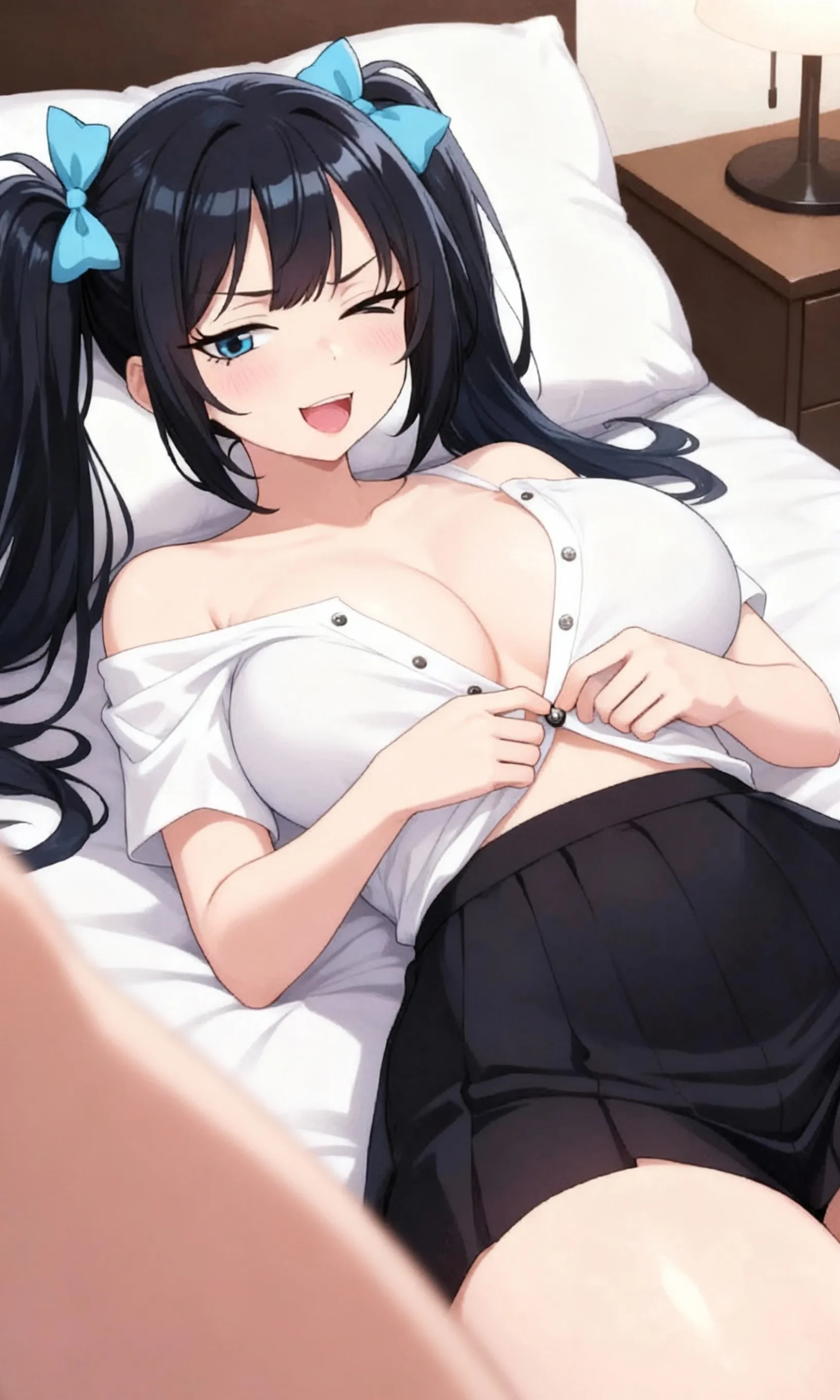 (8K, Raw photo, highest quality, masterpiece:1.2),
1 girl,alone,mature woman,black hair,brown eyes,long hair, ?????, cleavage, ??????, white ??????, looking at the viewer,,(((put your hand inside your panties))), (( ?????????? by touching your ?????? with your fingers)), liquid splashing from girl''s ??????，????

 