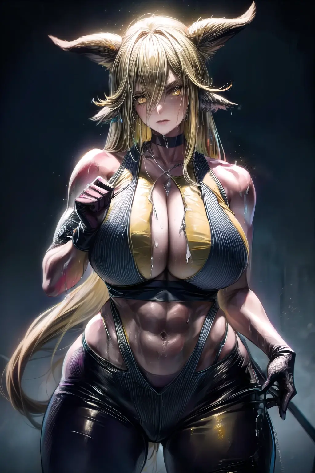 arafed female bodybuilder posing muscular, muscular and terrifying, strong and imposing, feminine and muscular, exaggerated physique, Dark goddess with six arms, exaggeratedly large physique, coxas musclegirls, muscles , mulheres guerreiras musclegirls, muscles maciços, dominant pose, muscles enormes, explodindo com muscles, muscles extremos, musclegirl, coastal, Huge coasts, side-by-side, gazing at viewer, looked at me, side-by-side, flexed arms, Eyes red, ela colocou as hands on , , looking at me, malicious smile,facing me, hands on , extremely tight dress, more muscular, muito musclegirl