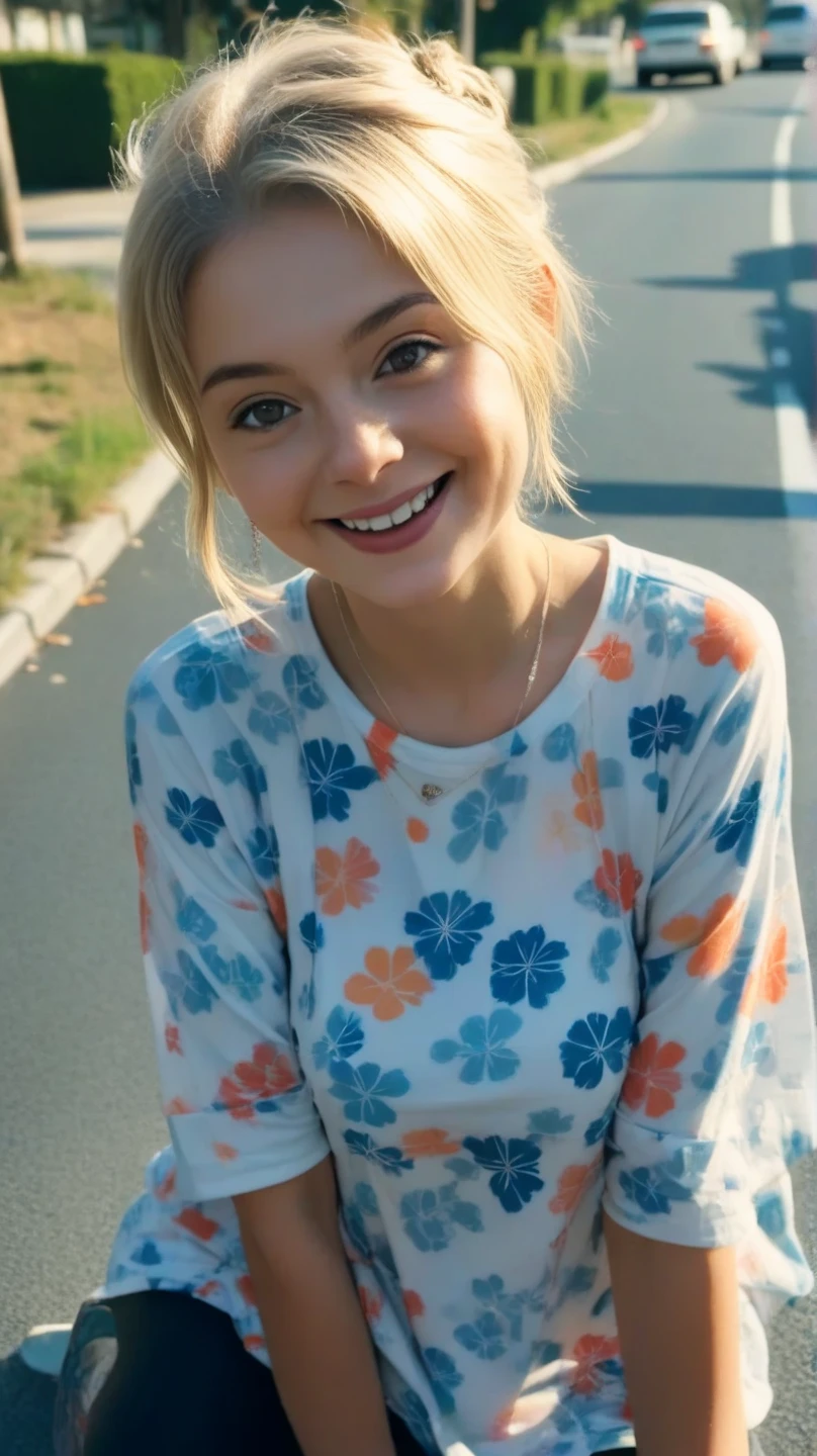 score_9, score_8_up, score_7_up, Expressiveh, 1girl, , cute, beautiful, smiling, blushing, , looking at camera, ((fair skinned European)), short blonde hair, female focus, thick thighs, lustrous skin, parted lips, slender, ((enormous round )), , HD32k, expressiveh, arched back,  pose, perfect body, wide , narrow waist, barefoot, , large , spreading legs, perfect , tight thin , shy pose,  thrust out, sun high in the sky, well lit, sitting on bed, full length view, low angle shot, (head titled down:1.4), location bedroom,