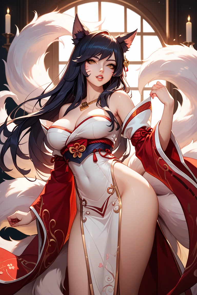 (score_9, score_8_up), score_7_up, score_6_up, best quality, highest quality, cherry blossoms, cherry tree, sunny BREAK 
ahri, black hair, yellow eyes, floating hair, 
red kimono, smile, blush, curvy,
 <lora:S_Tier_PDXL_V1:0.8>