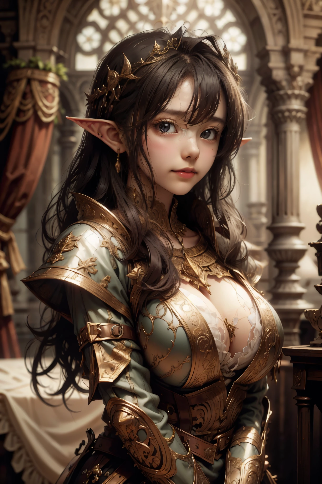 （Award-winning digital artwork：1.3） af （sketching：1.3），（with dynamism：1.3），（Saturation：1.3），（Close portrait：1.3），（femele：1.4），（??????????? beautiful： 1.4),(carismatic:1.3),Female elf，magnificent robe，Complex patterns，Perfect Detailed Eyes，The background is the castle，?????????????，Film filter, ，dramatics，dynamicposes，illusory engine， (High detail: 1.9)，mystic symbols，（（Glowing scepter））