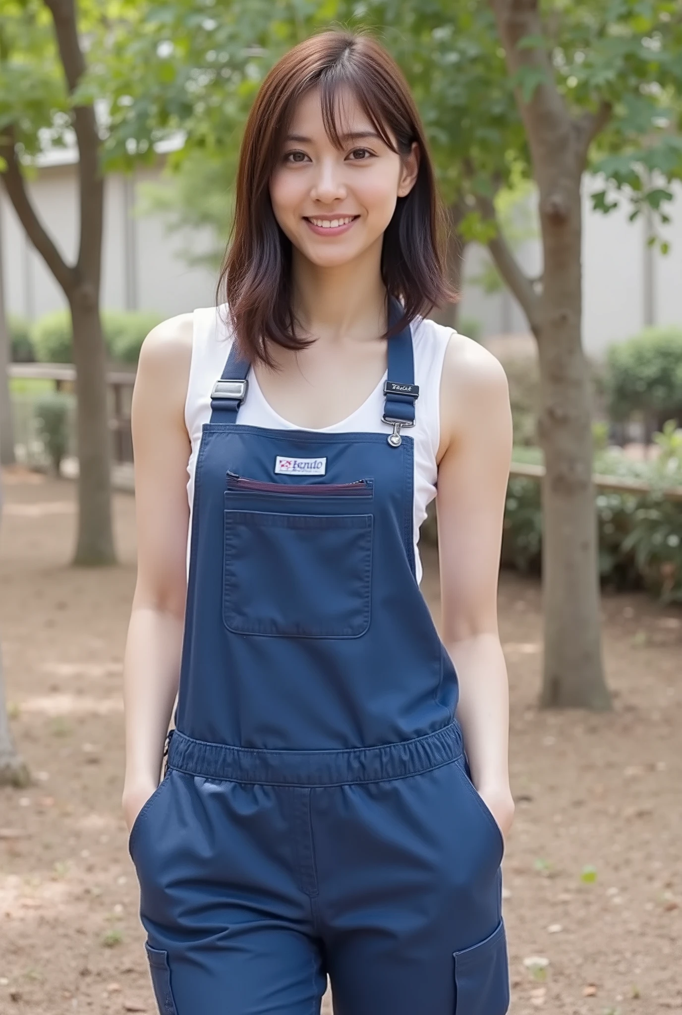 A cute single worker woman、as real as in the picture、model pose、Perfect Body、tamp-top、Operational site